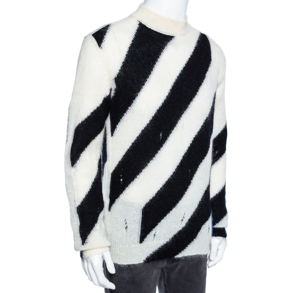 

Off-White Monochrome Diagonal Mohair & Wool Blend Sweater