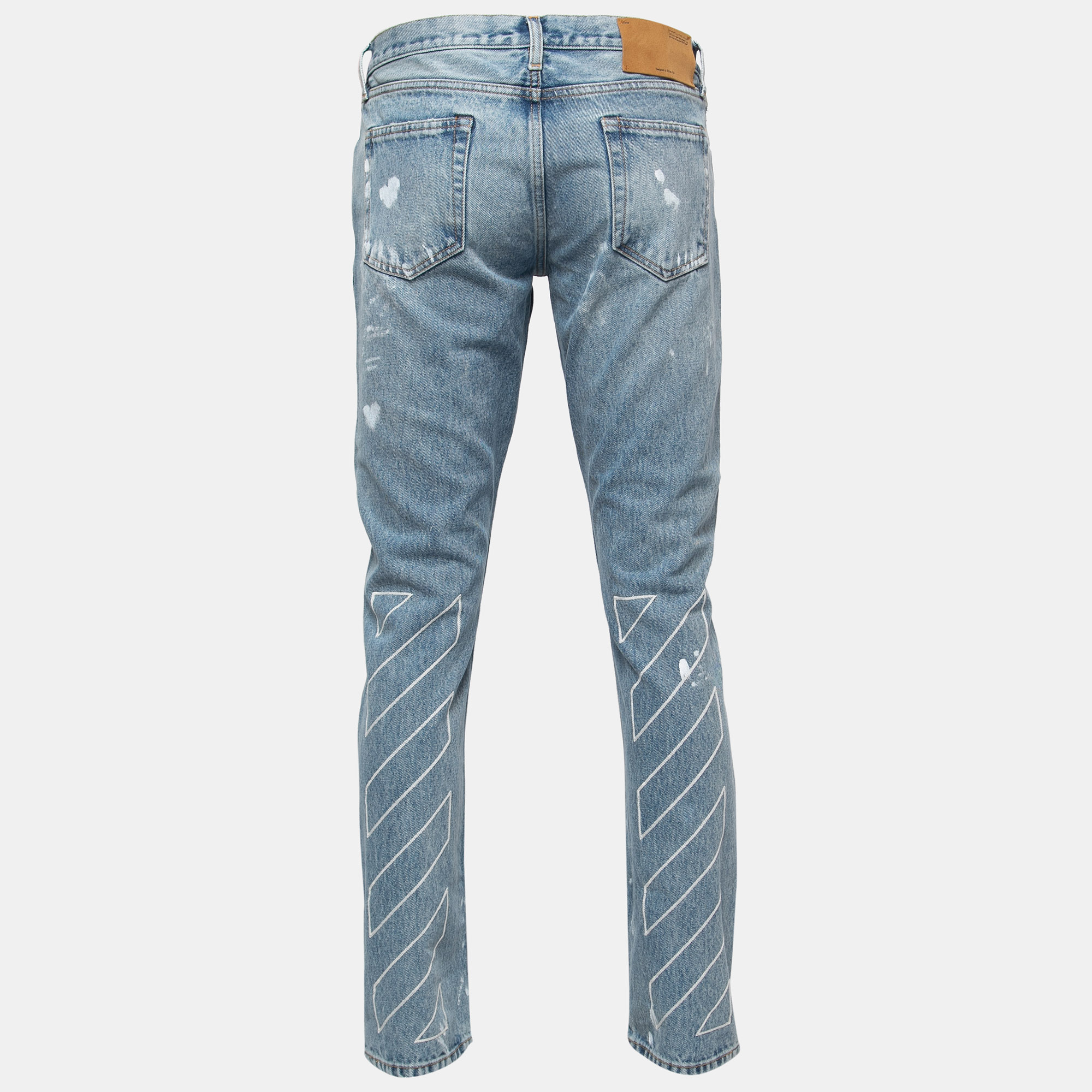 

Off-White Blue Paint Splattered Denim Jeans  Waist 34