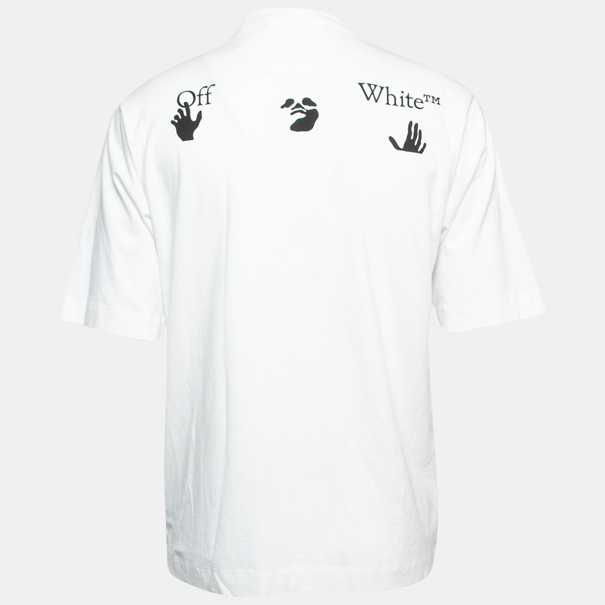 

Off-White White Hands Off Logo Print Cotton Crew Neck T-Shirt