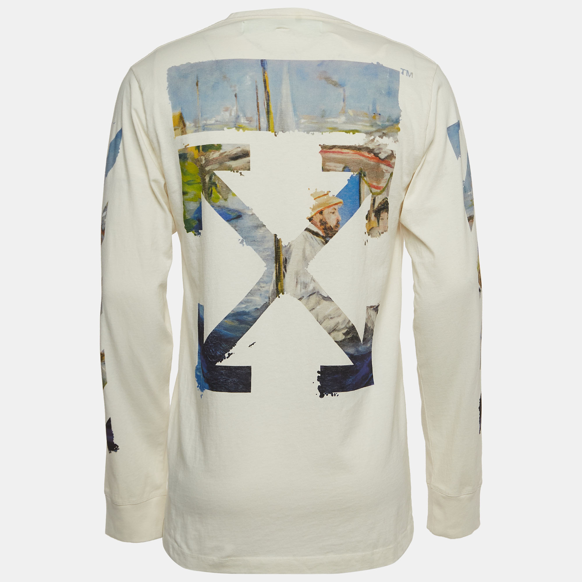

Off-White White Printed Cotton Long Sleeve T-Shirt