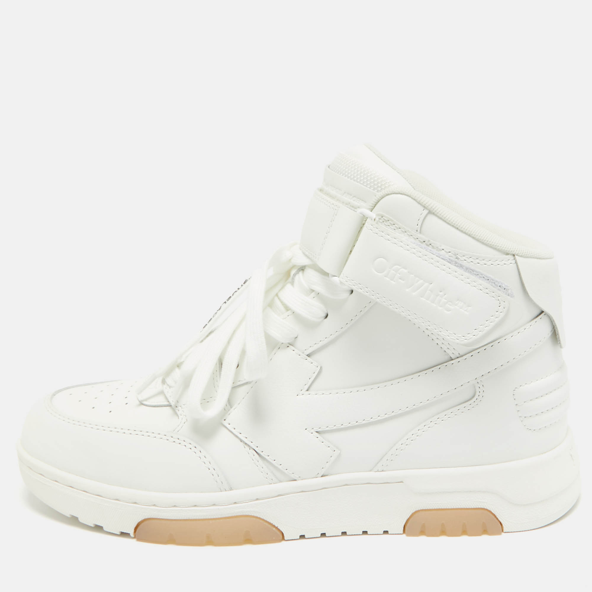 

Off-White White Leather Out Of Office High Top Sneakers Size