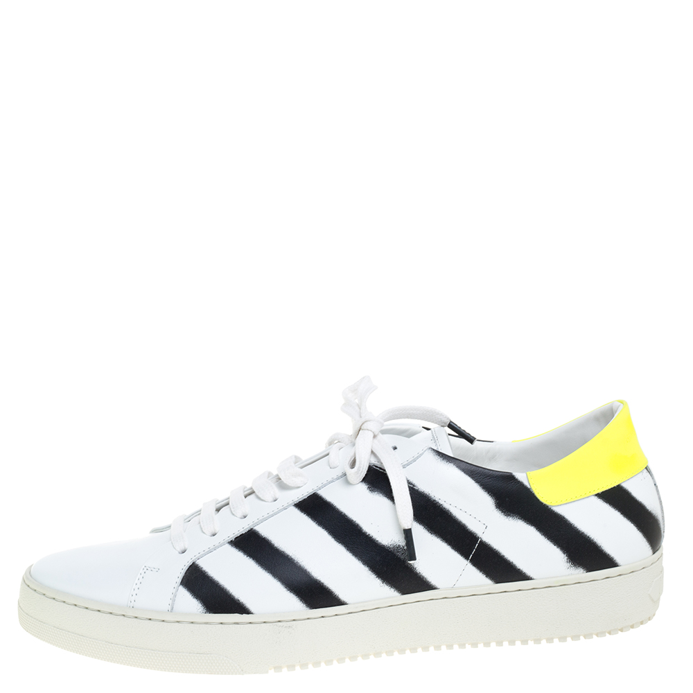 

Off White White Leather Diagonal Spray Low Top Sneakers Size