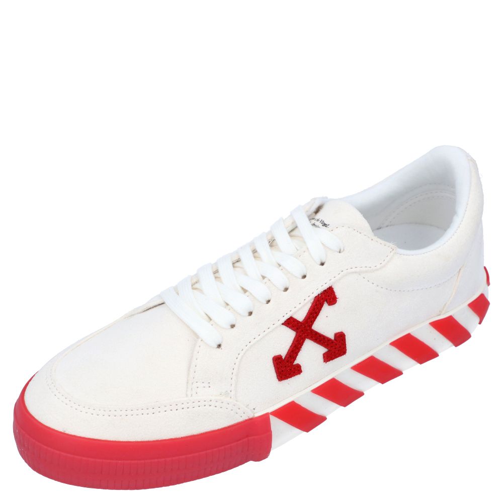 Pre-owned Off-white White/red Suede Vulc Low Sneakers Size Eu 42