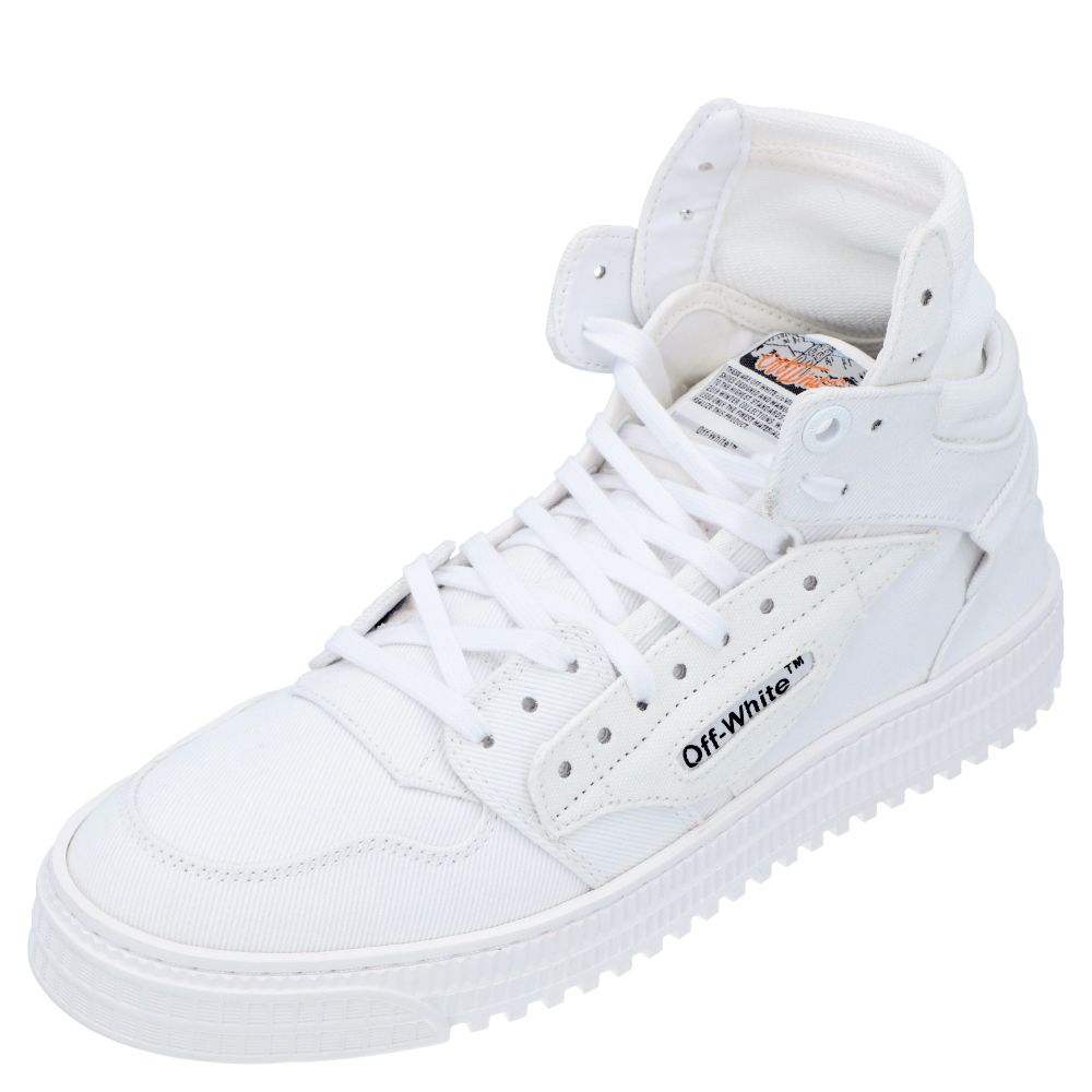 Pre-owned Off-white White Canvas Off Court High-top Sneakers Size Eu 42