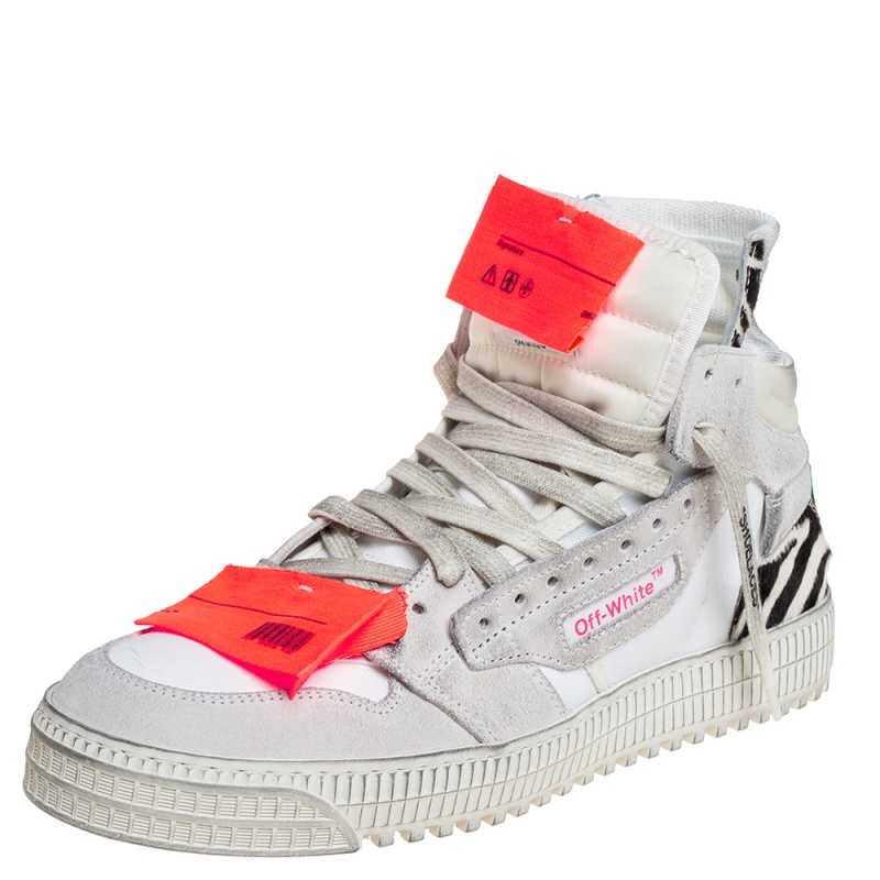Pre-owned Off-white White Canvas And Leather Off Court 3.0 High Top Sneakers Size 41