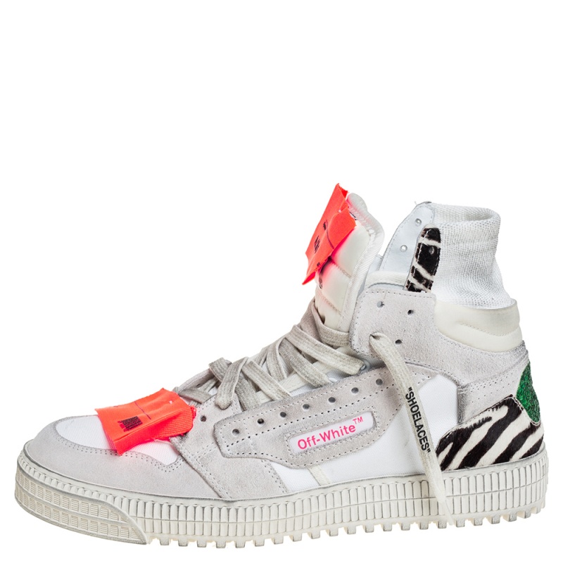 

Off-White White Canvas And Leather Off Court 3.0 High Top Sneakers Size