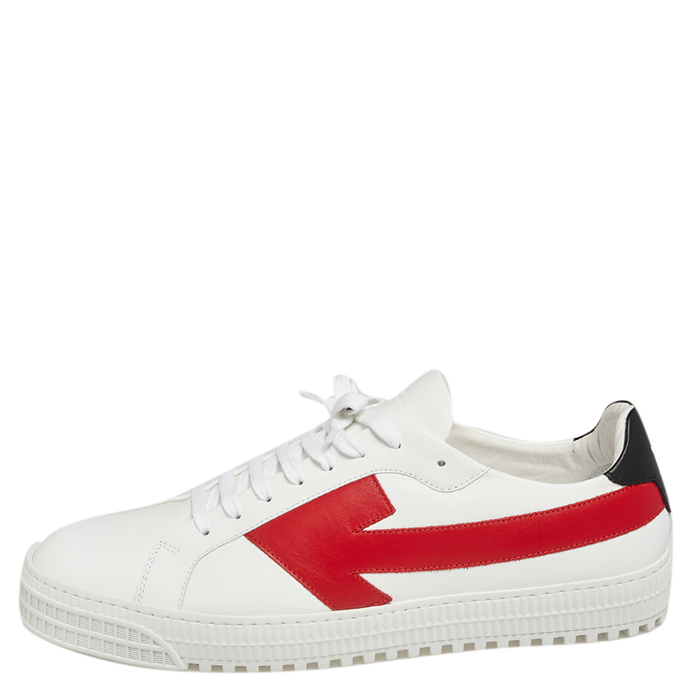 

Off White Red/White Leather "Out Of Office" Low Top Sneakers Size