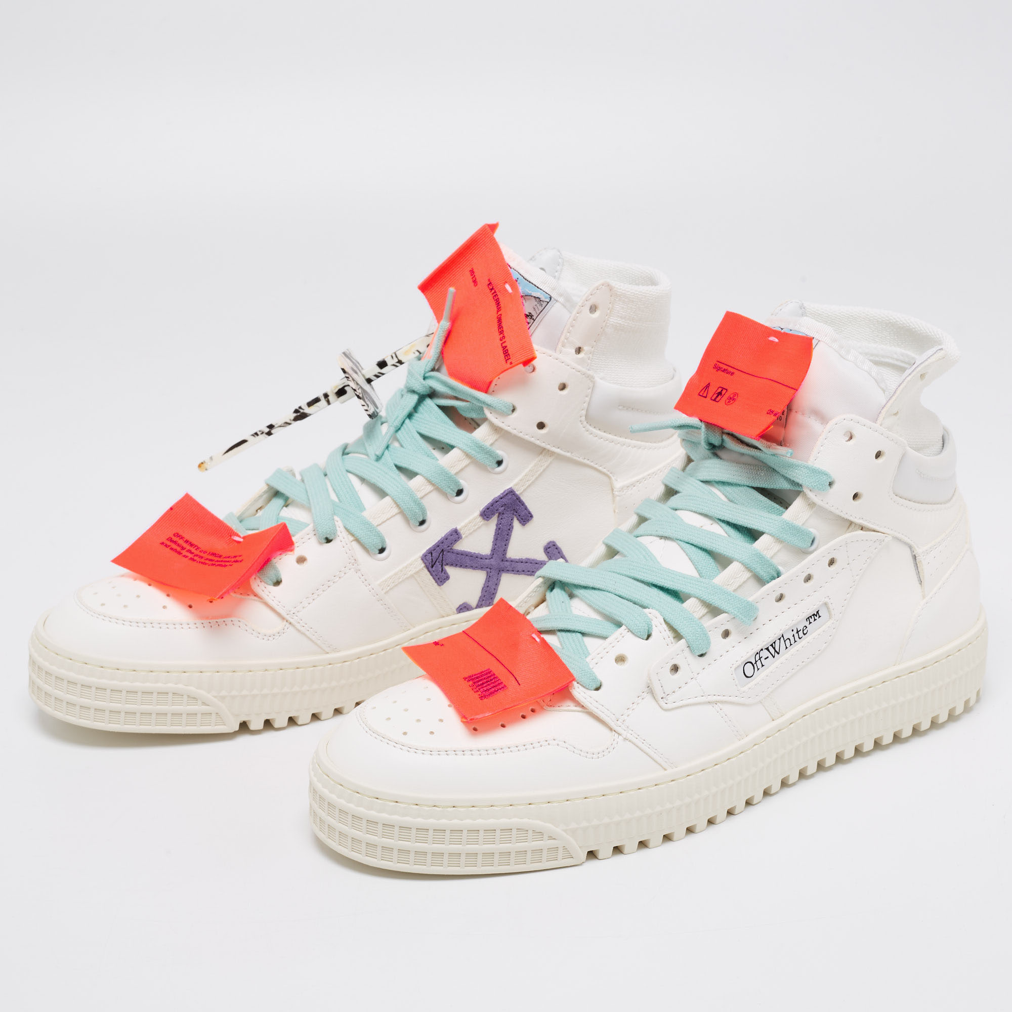 

Off-White White Leather Off Court 3.0 High Top Sneakers Size