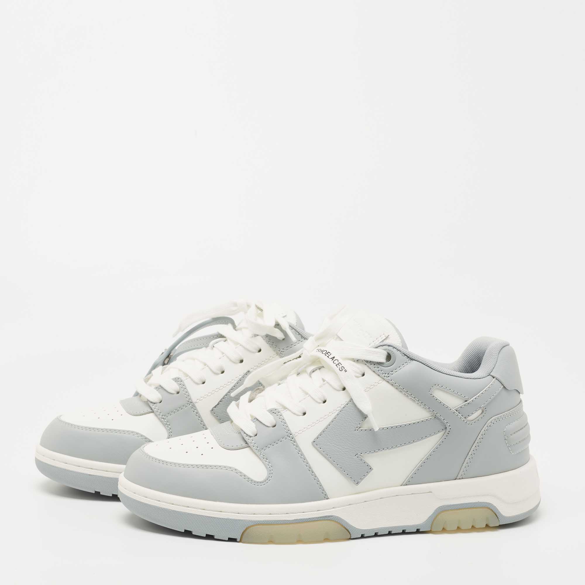 

Off White Grey/White Leather Arrow Low Top Sneakers Size