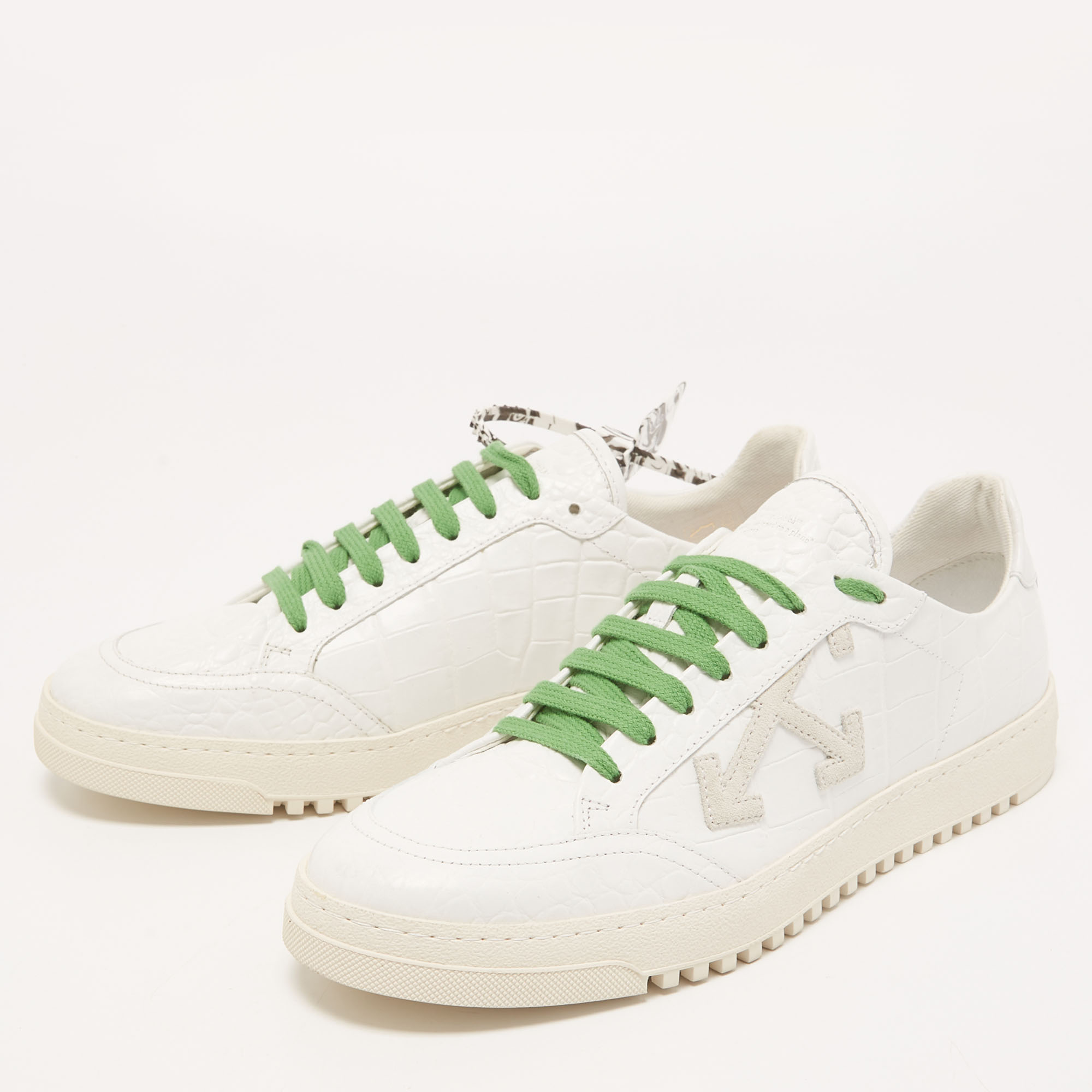 

Off-white White Croc Embossed Leather 2.0 Low Sneakers Size