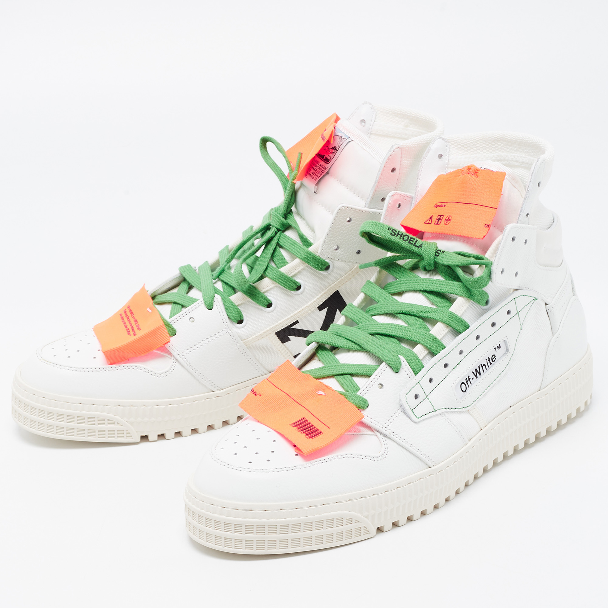 

Off -White White Leather and Canvas Off Court 3.0 High Top Sneakers Size