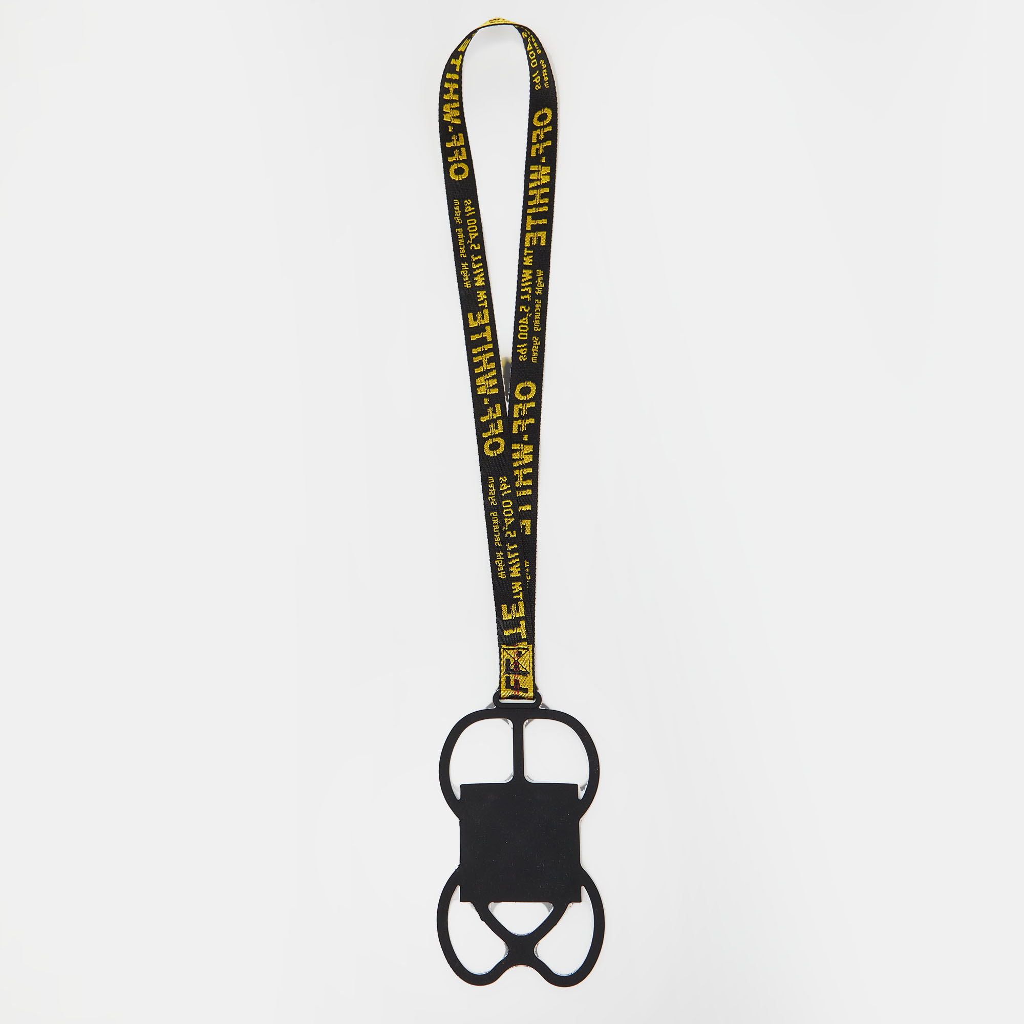 

Off White Yellow/Black Rubber and Nylon Universal Phone Case with Strap