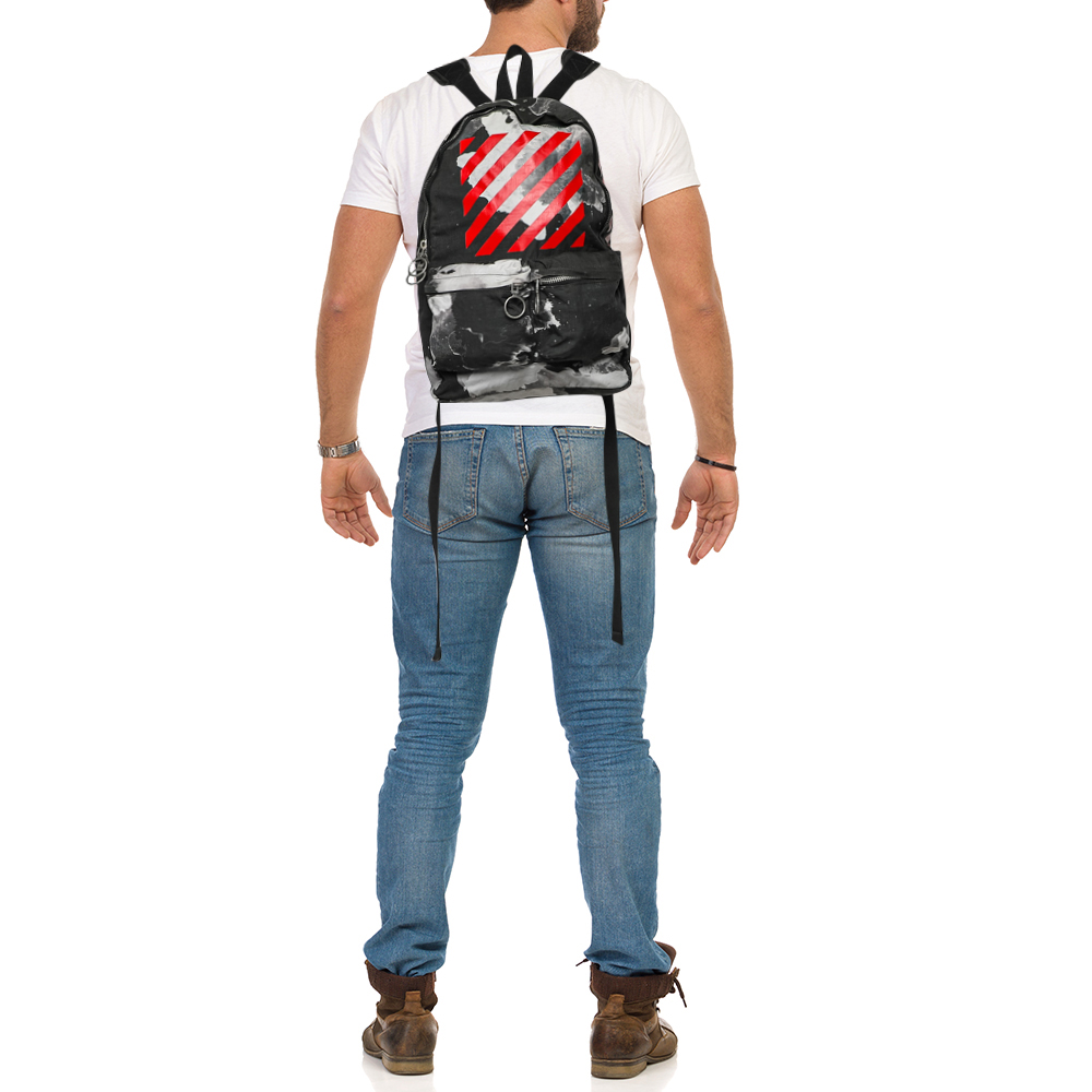 

Off-White Multicolor Sky Print Cotton Backpack