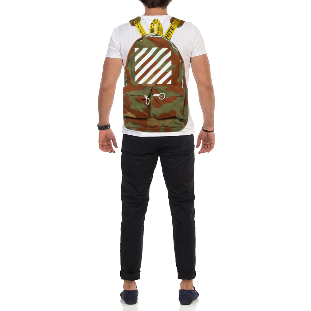 

Off-White Green Camouflage Canvas Backpack