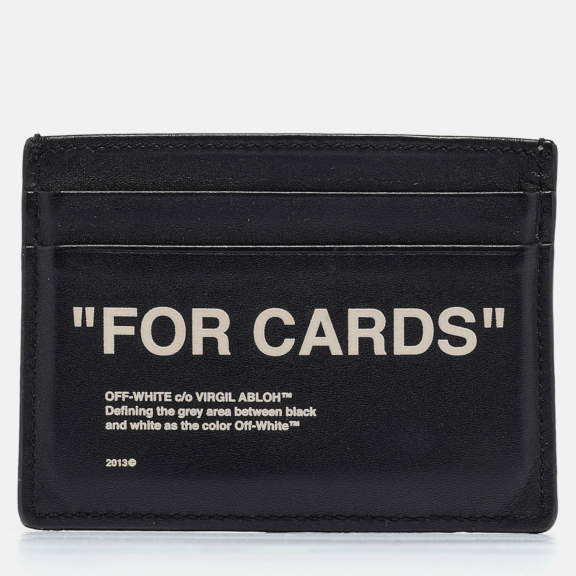 Pre-owned Off-white Black/white Leather Slogan Card Holder