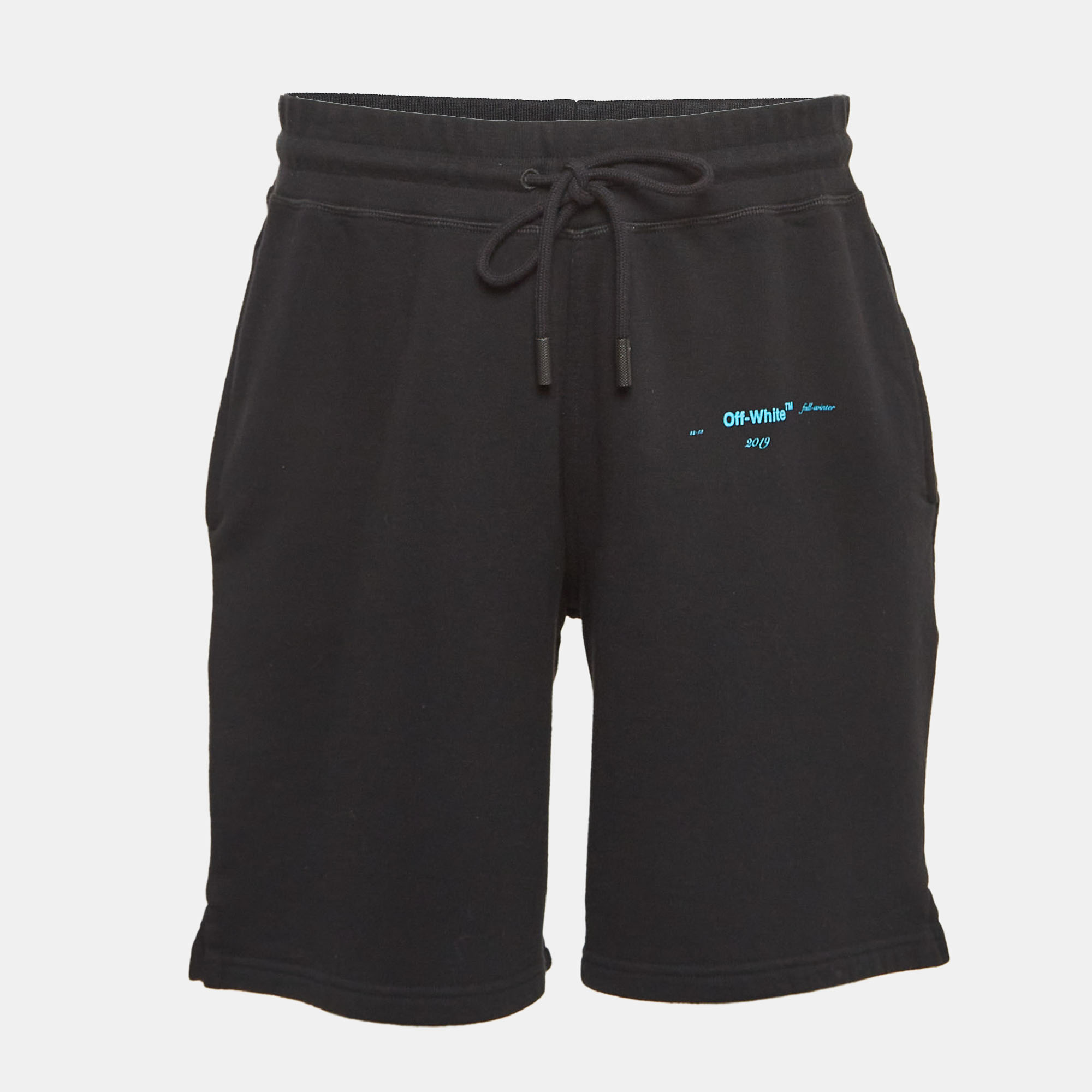 

Off-White Black Printed Cotton Knit Shorts L