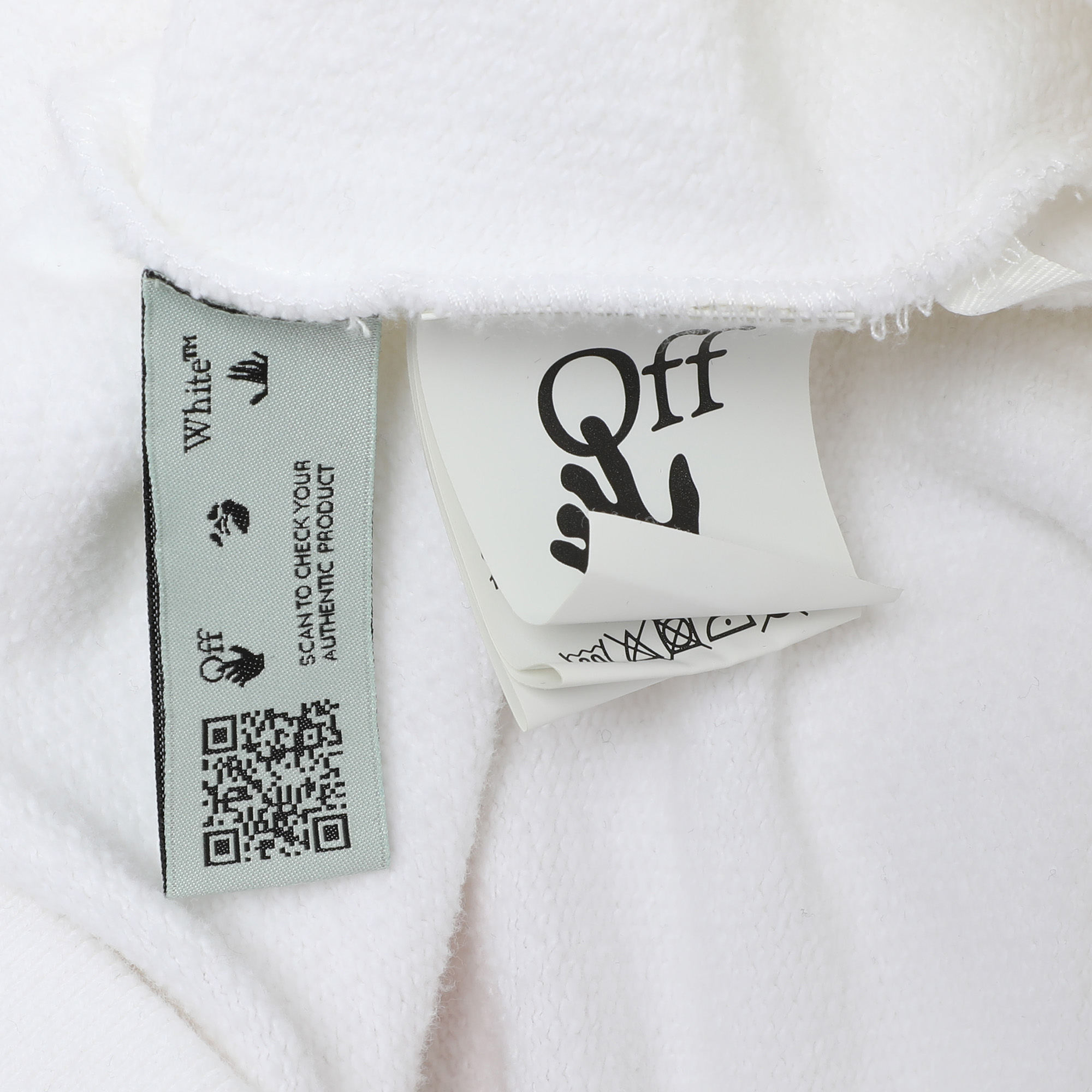 Off-White White Cotton Knit Logo Print Hoodie S 