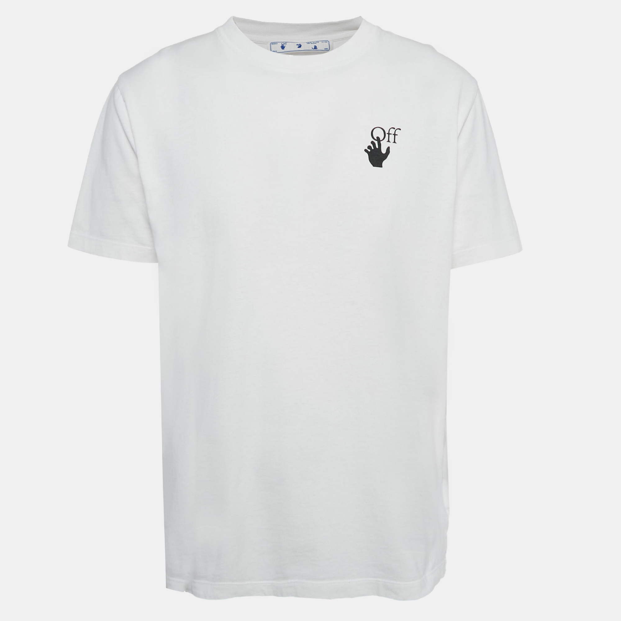 

Off-White White Logo Print Jersey Crew Neck T-Shirt L