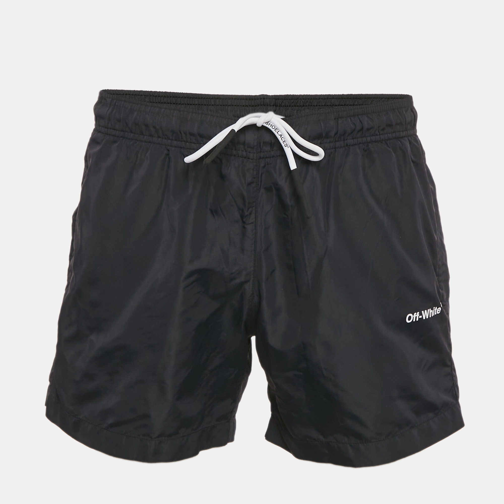 

Off-White Black Logo Print Nylon Shorts M