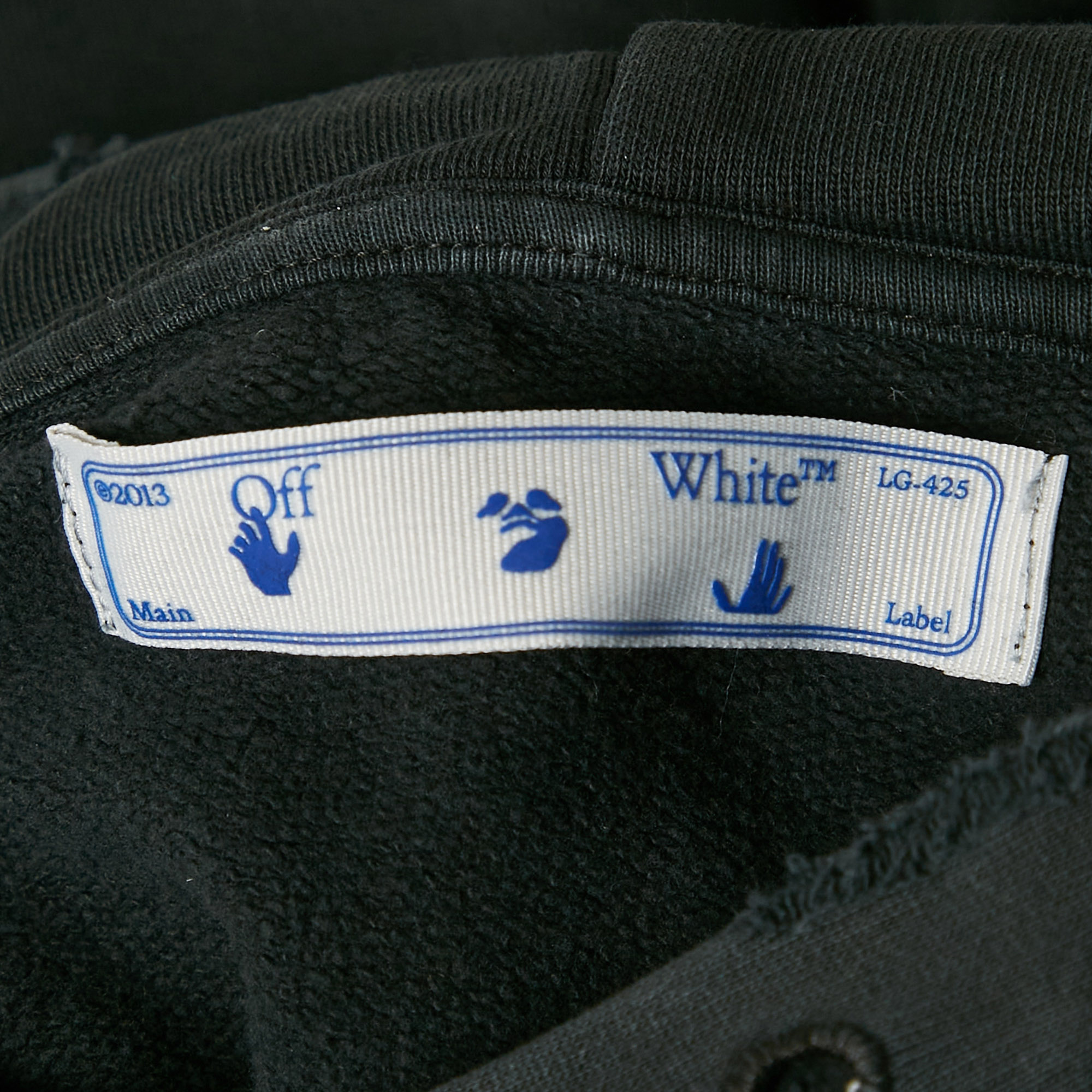 Off-White Black Faded Vintage Print Cotton Print Hoodie L 