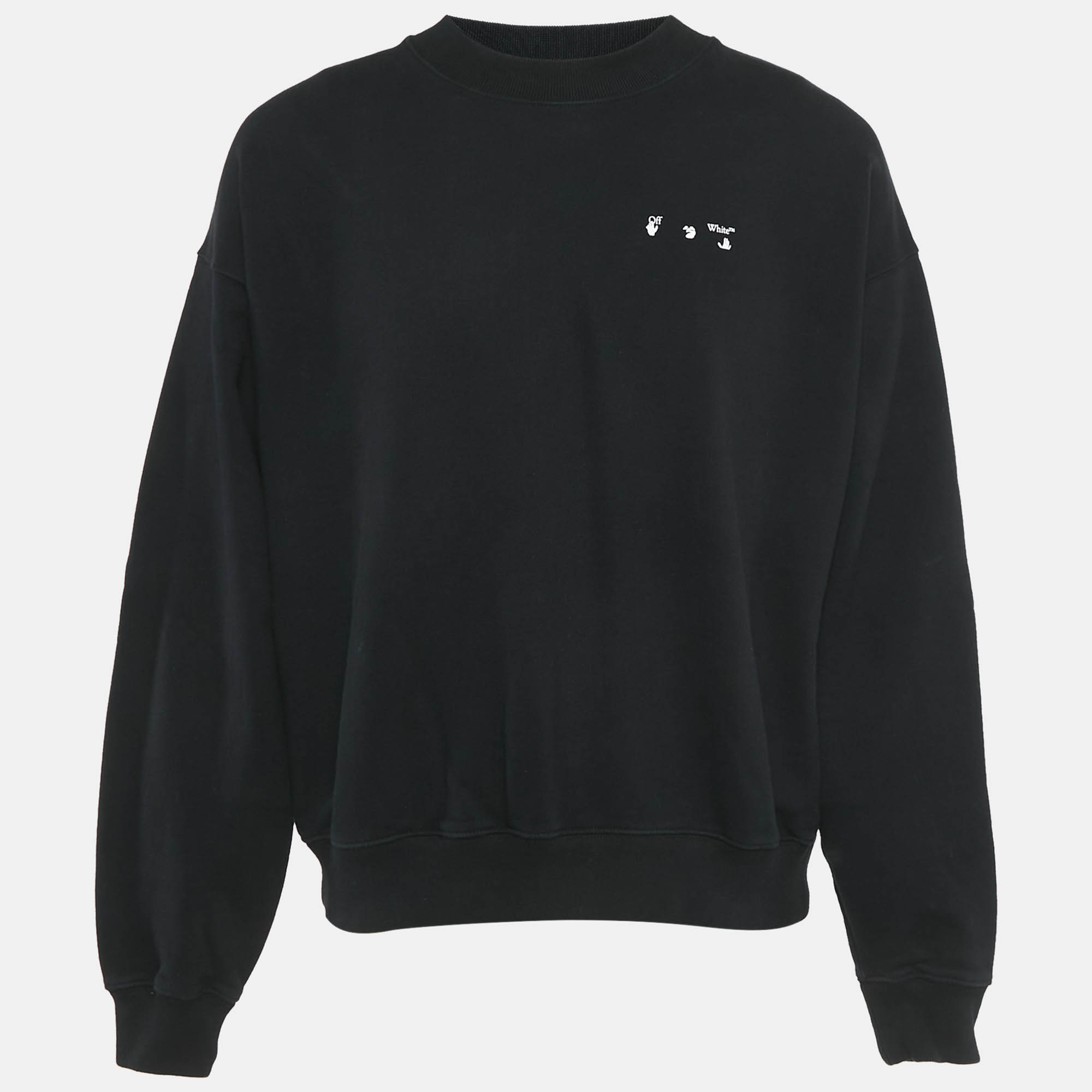 

Off-White Black Logo Print Cotton Knit Sweatshirt M