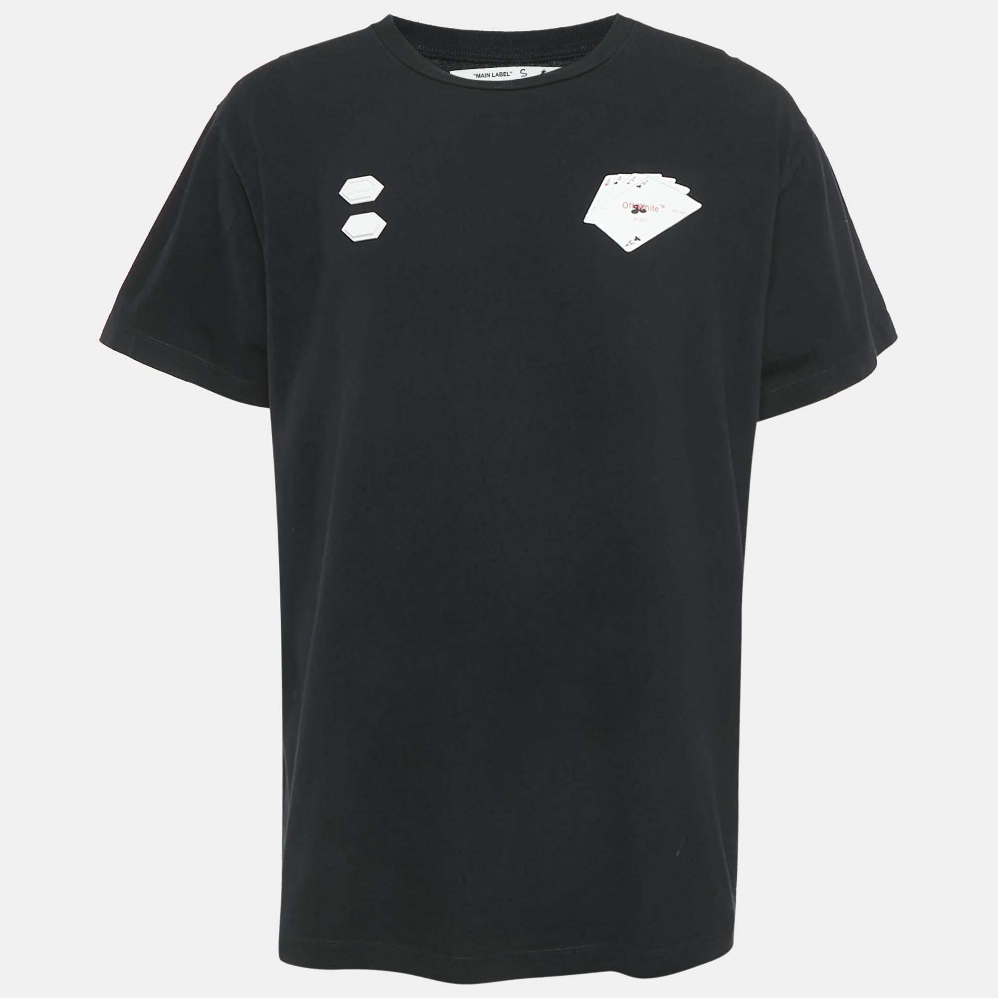 

Off-White Black Printed Cotton Crew Neck T-Shirt S