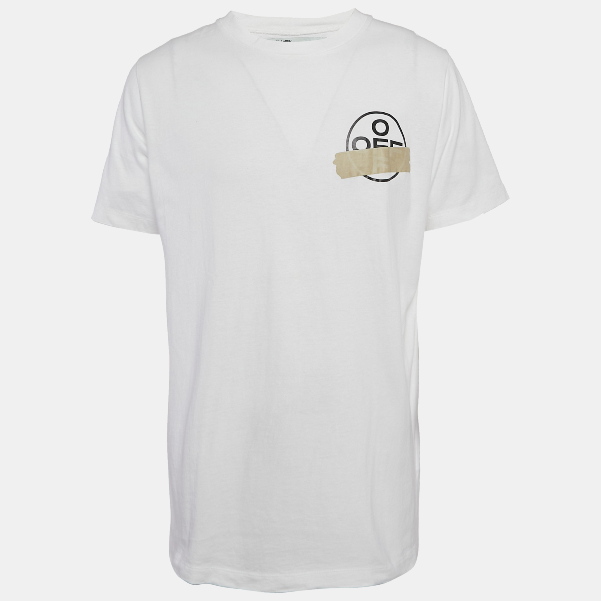 

Off-White Logo Print Cotton Crew Neck T-Shirt L