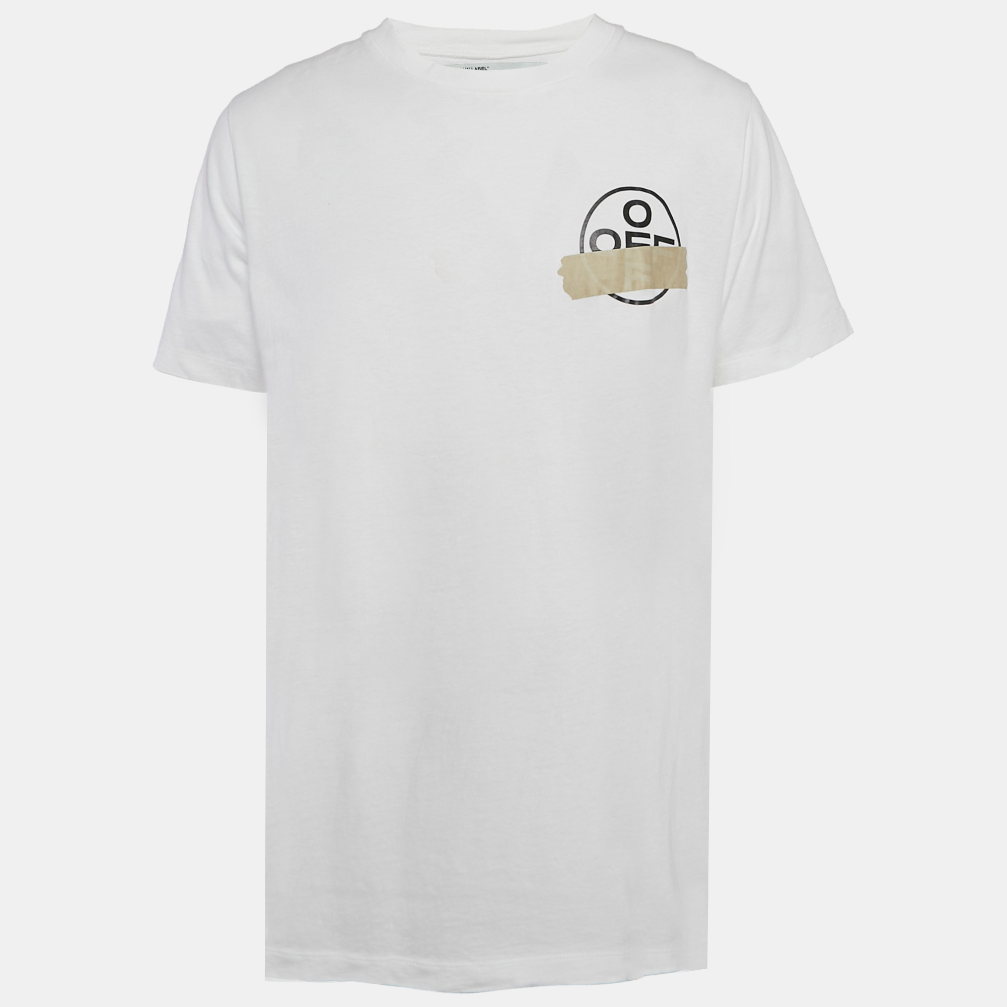 

Off-White Logo Print Cotton Crew Neck T-Shirt L