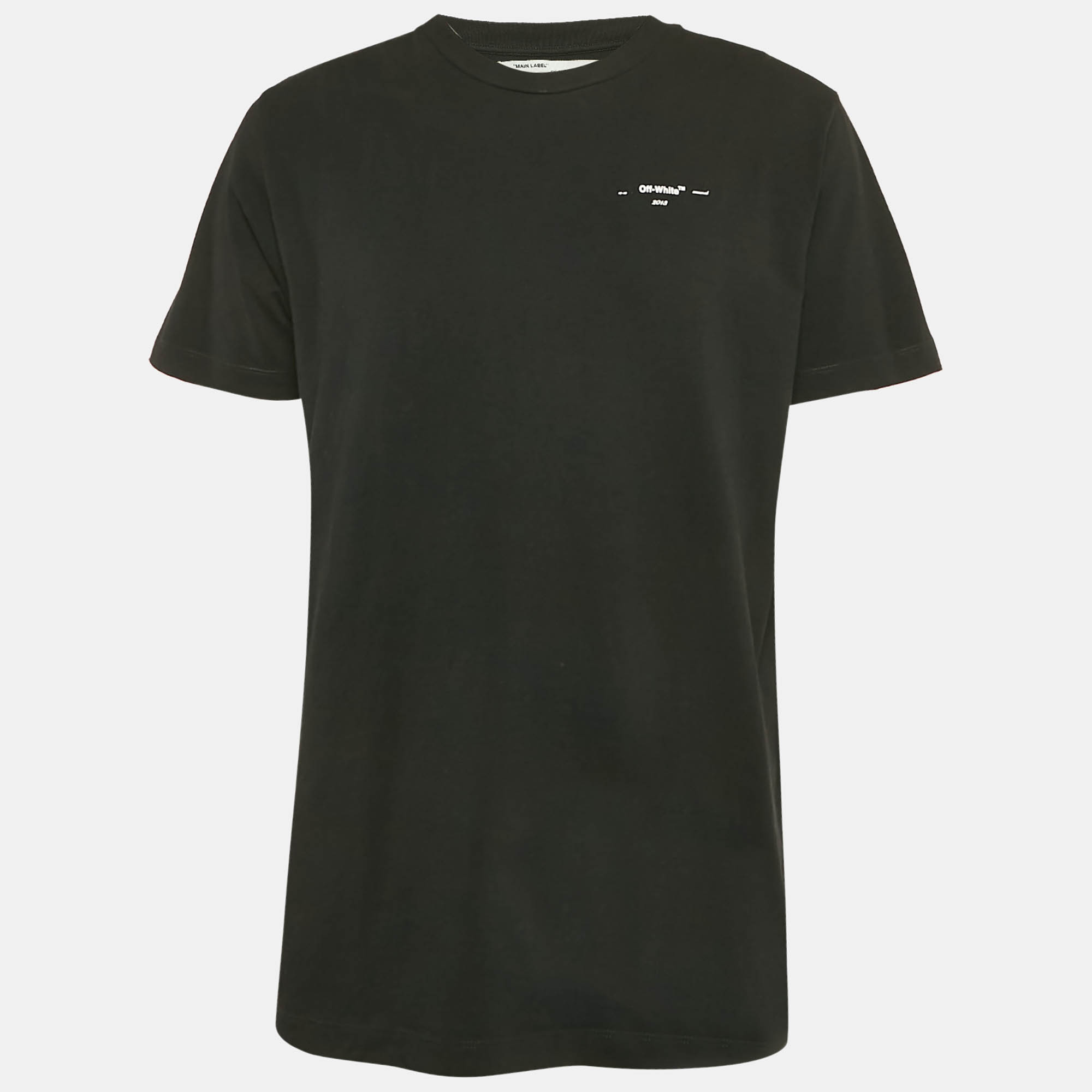 

Off-White Black Cotton Logo Applique Detail Crew Neck T-Shirt L