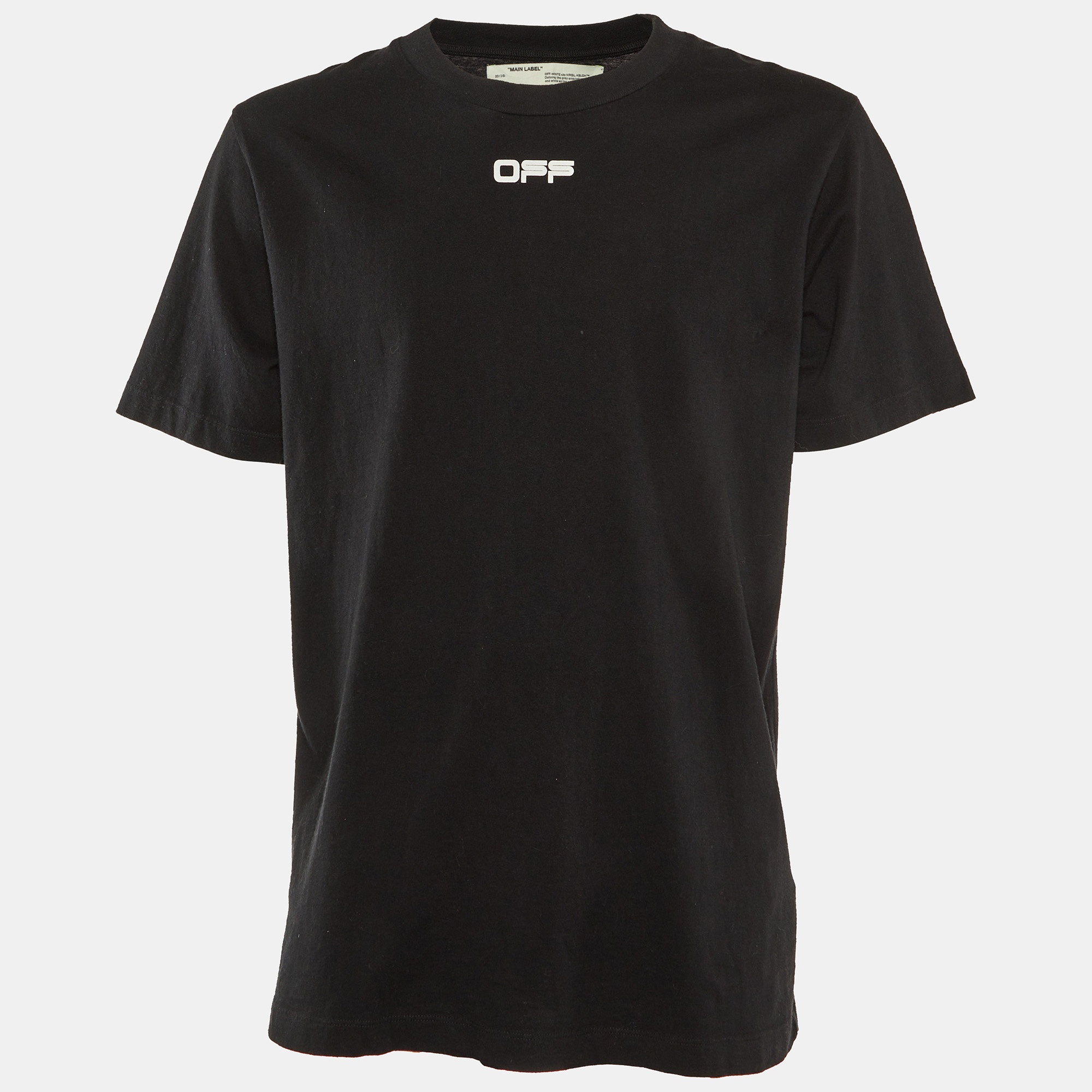 

Off-White Black Airport Tape Arrow Print Cotton Crew Neck T-Shirt L