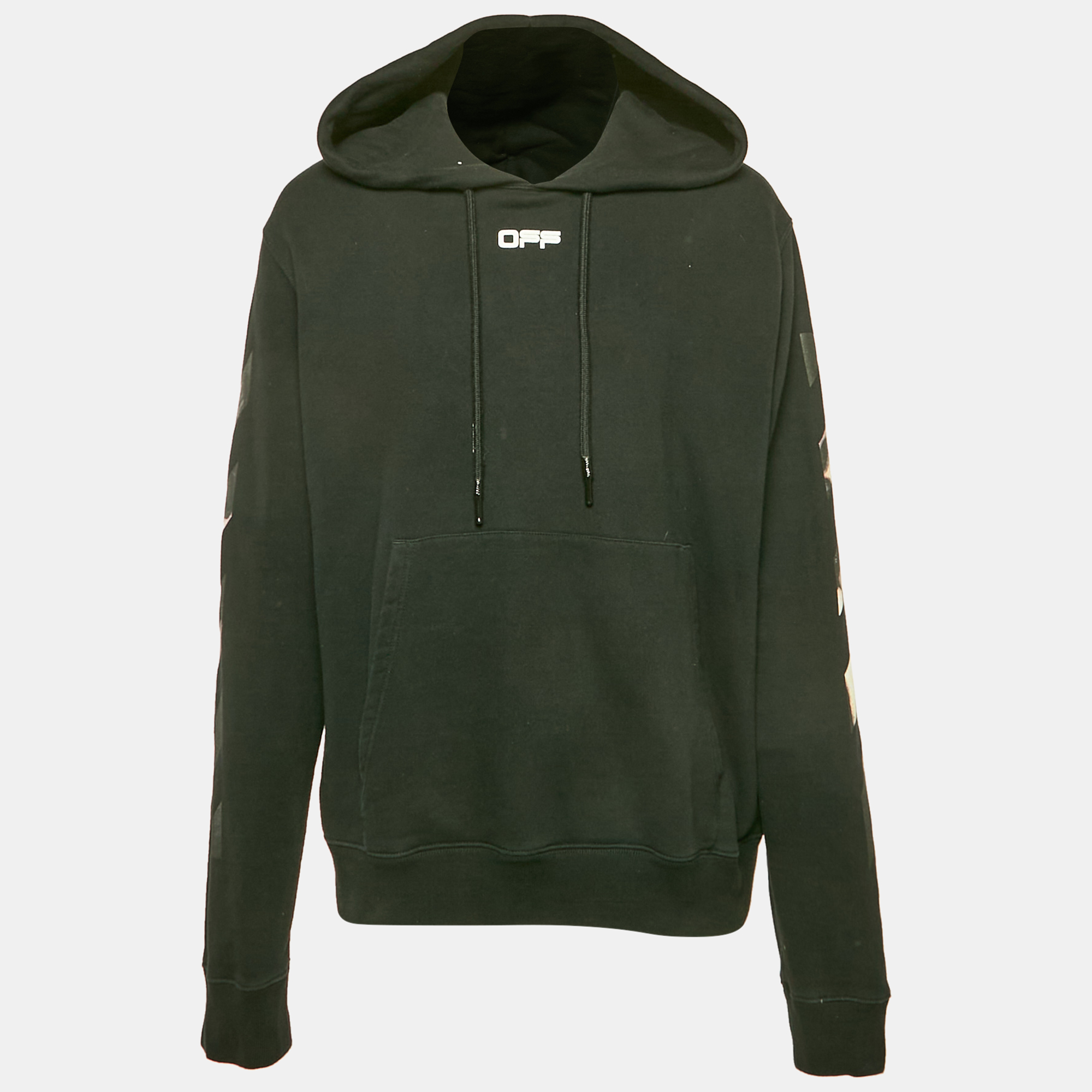 

Off-White Black Logo Print Cotton Hooded Sweatshirt XL