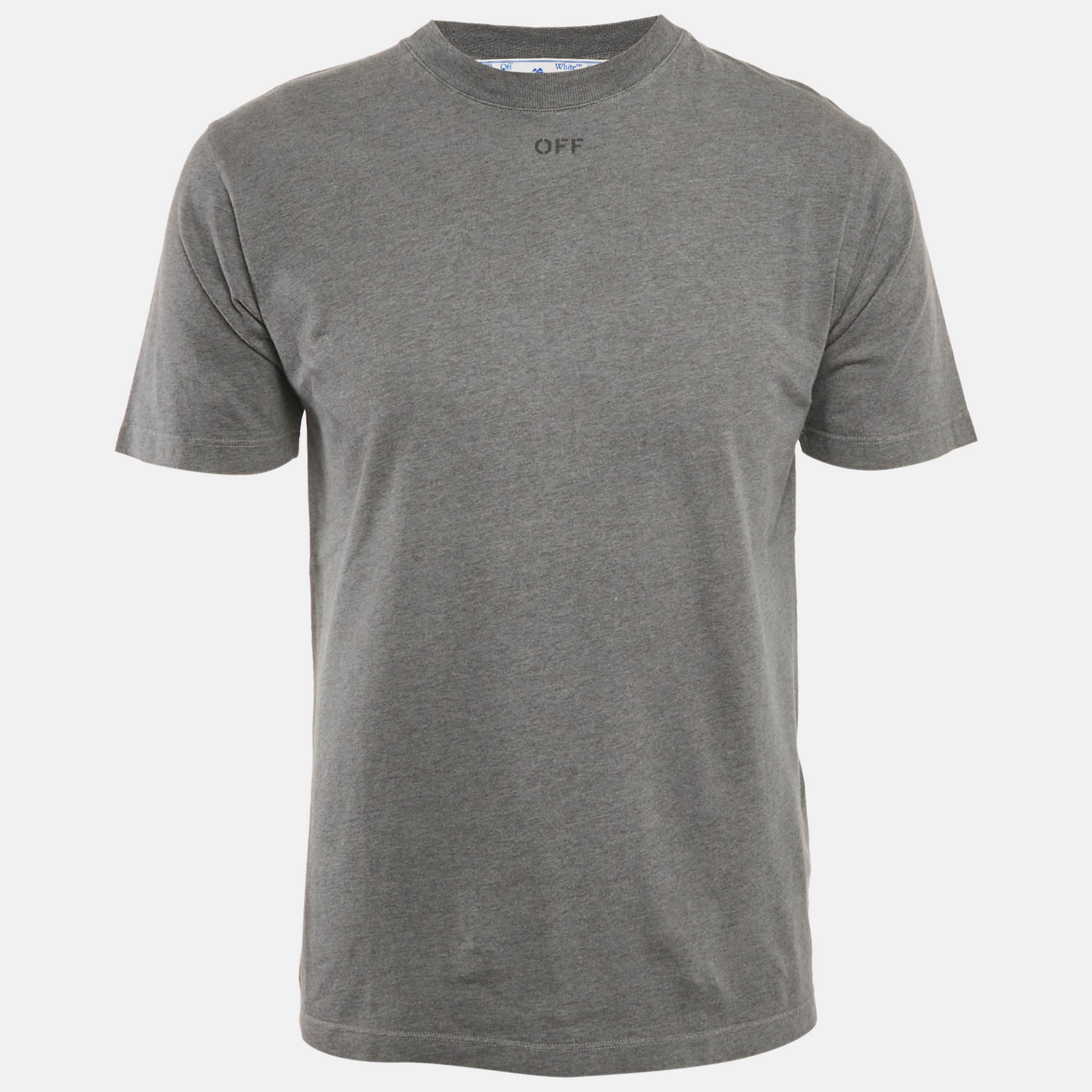 

Off-White Grey Back Logo Print Cotton Crew Neck T-Shirt M