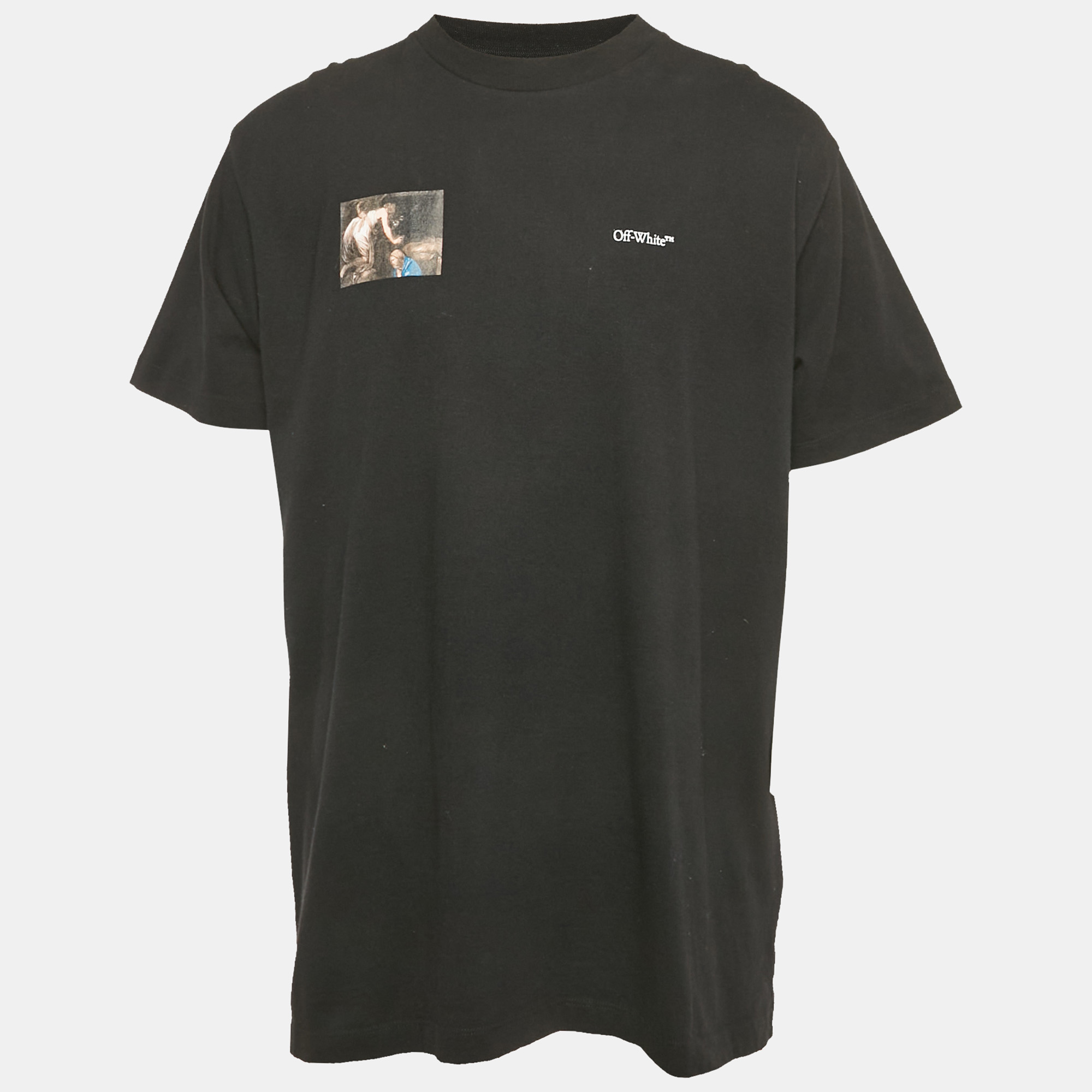 

Off-White Black Logo Print Cotton Crew Neck Oversized T-Shirt XS