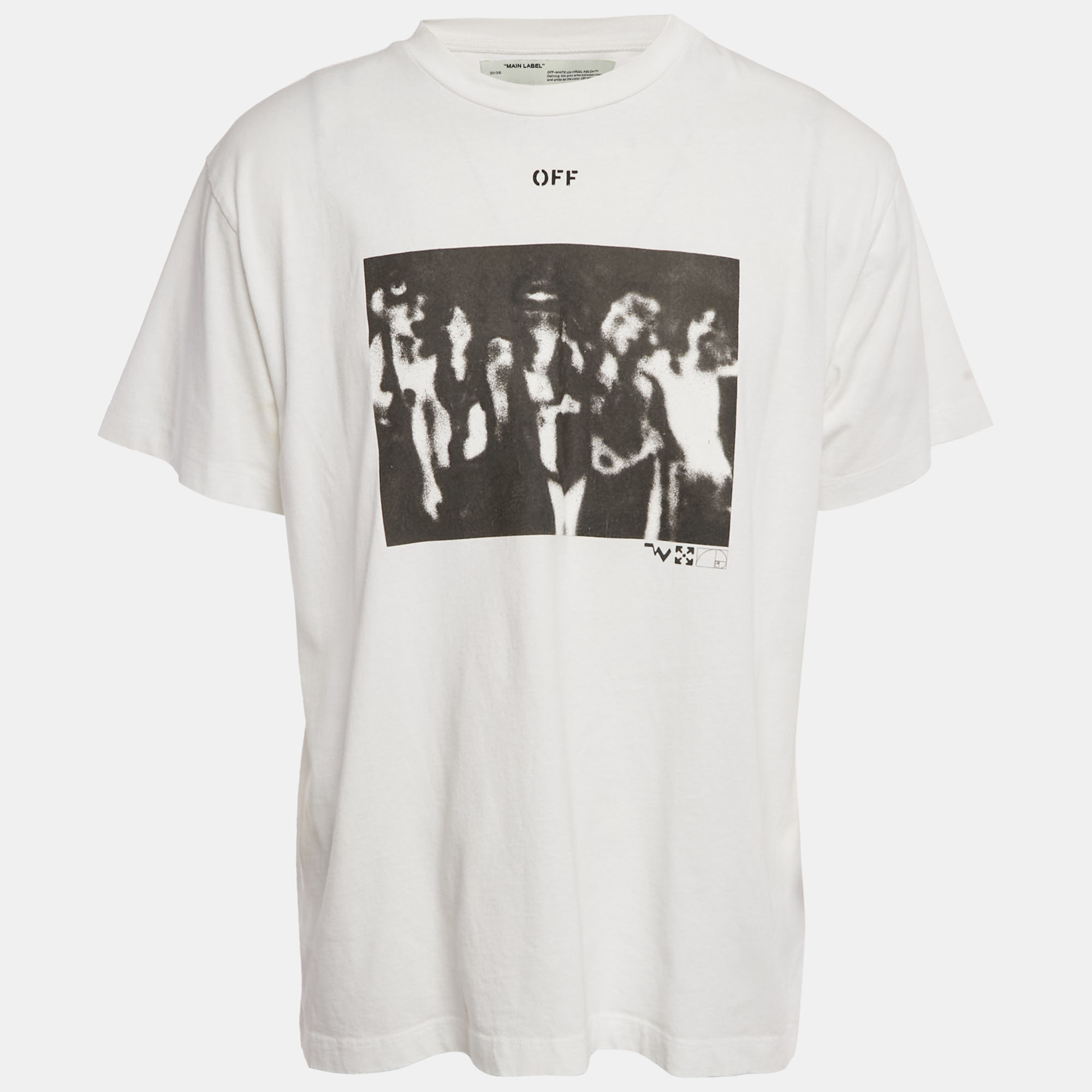 

Off-White White Printed Cotton Knit Oversized T-Shirt XS