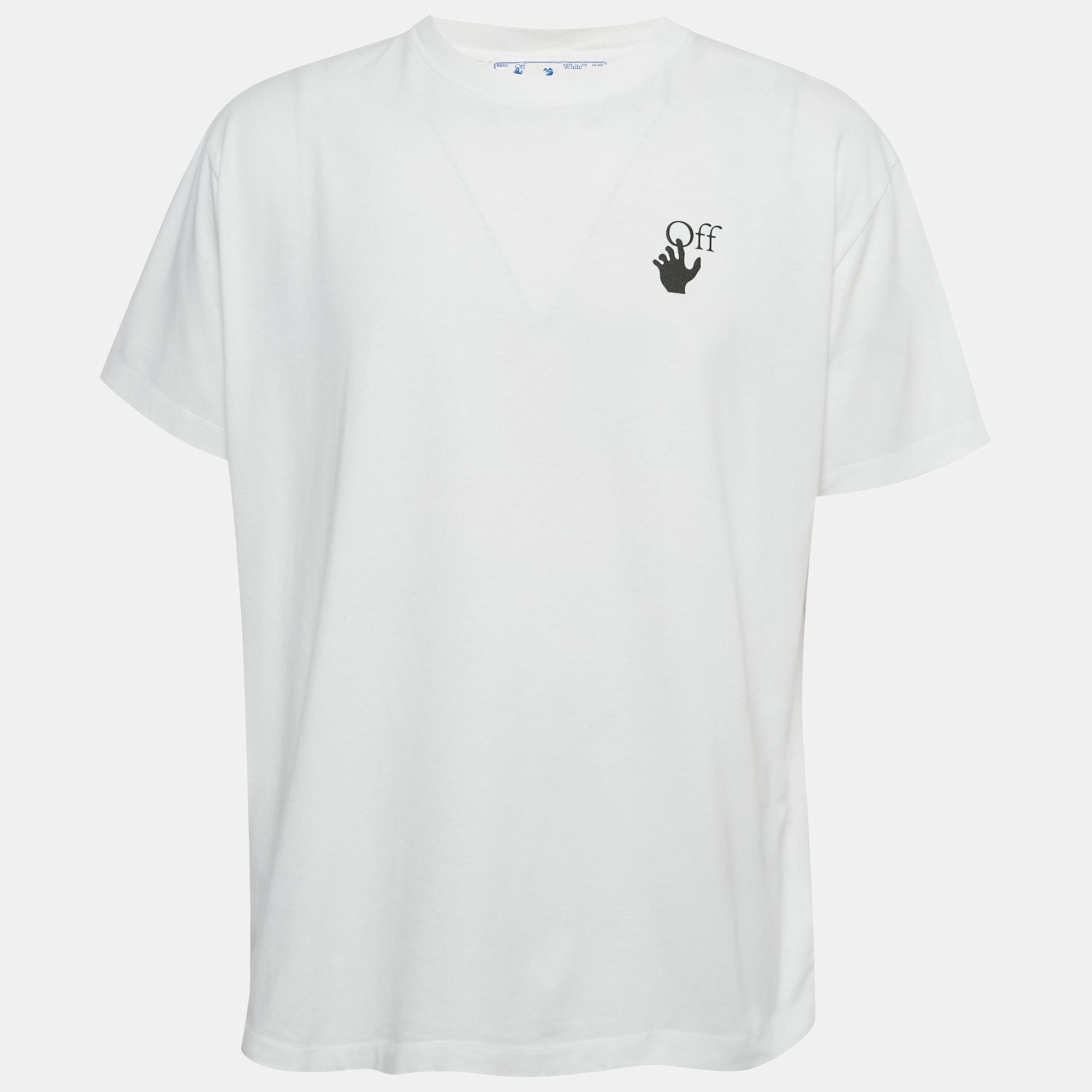 

Off-White White Logo Print Cotton Crew Neck Oversized T-Shirt S