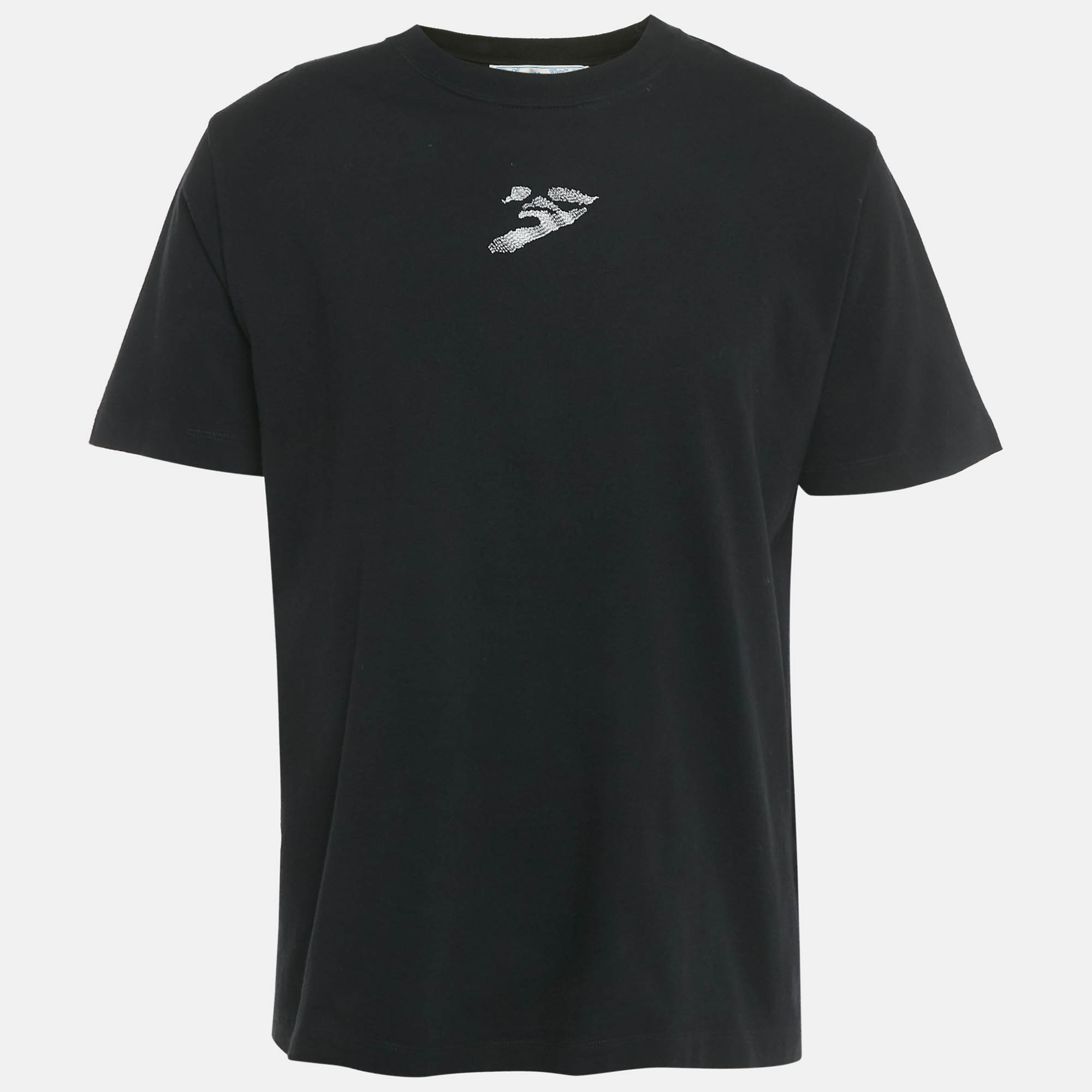 

Off-White Black Logo Embroidered Cotton Crewneck T-Shirt L