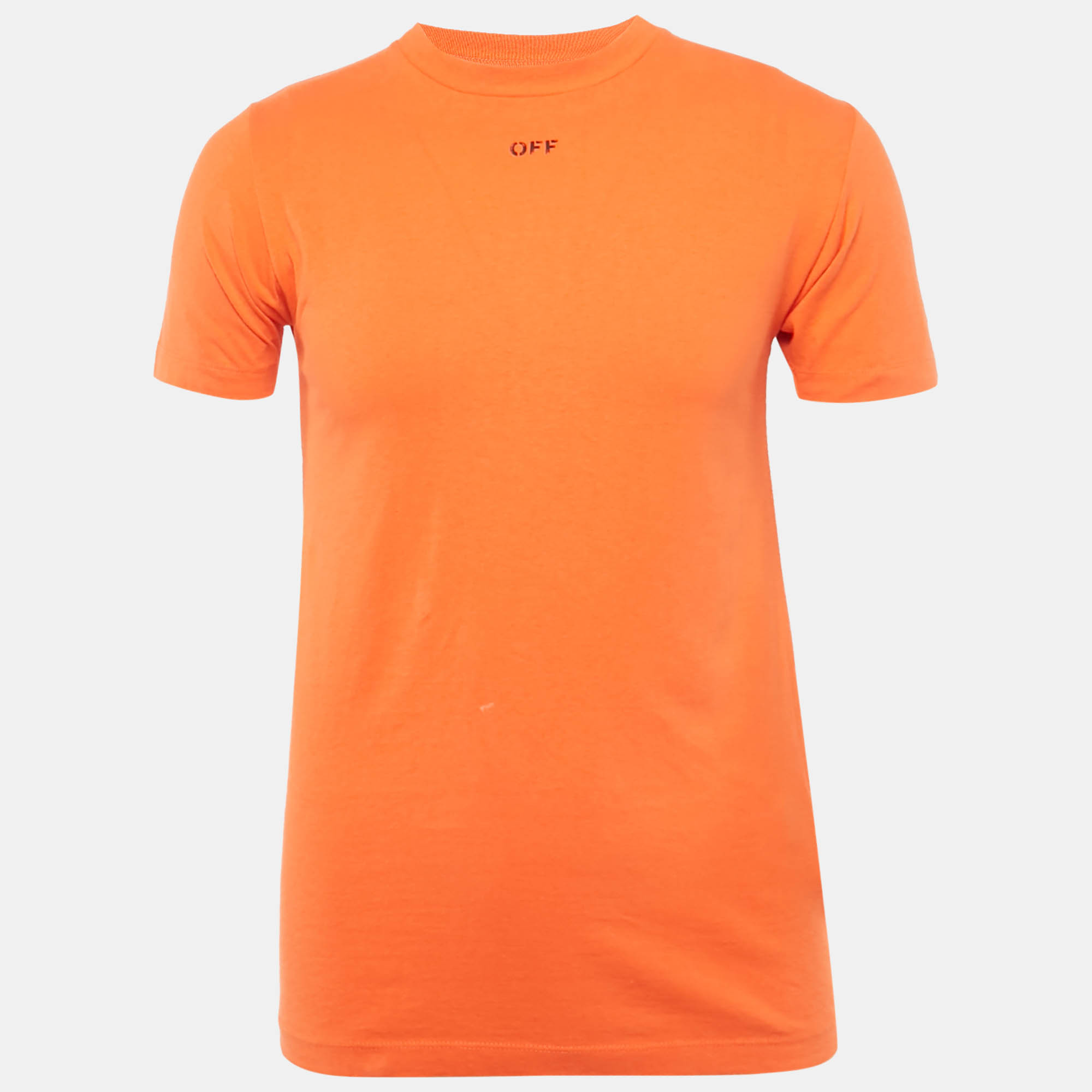 

Off-White Orange Logo Print Cotton Crew Neck T-Shirt XXS