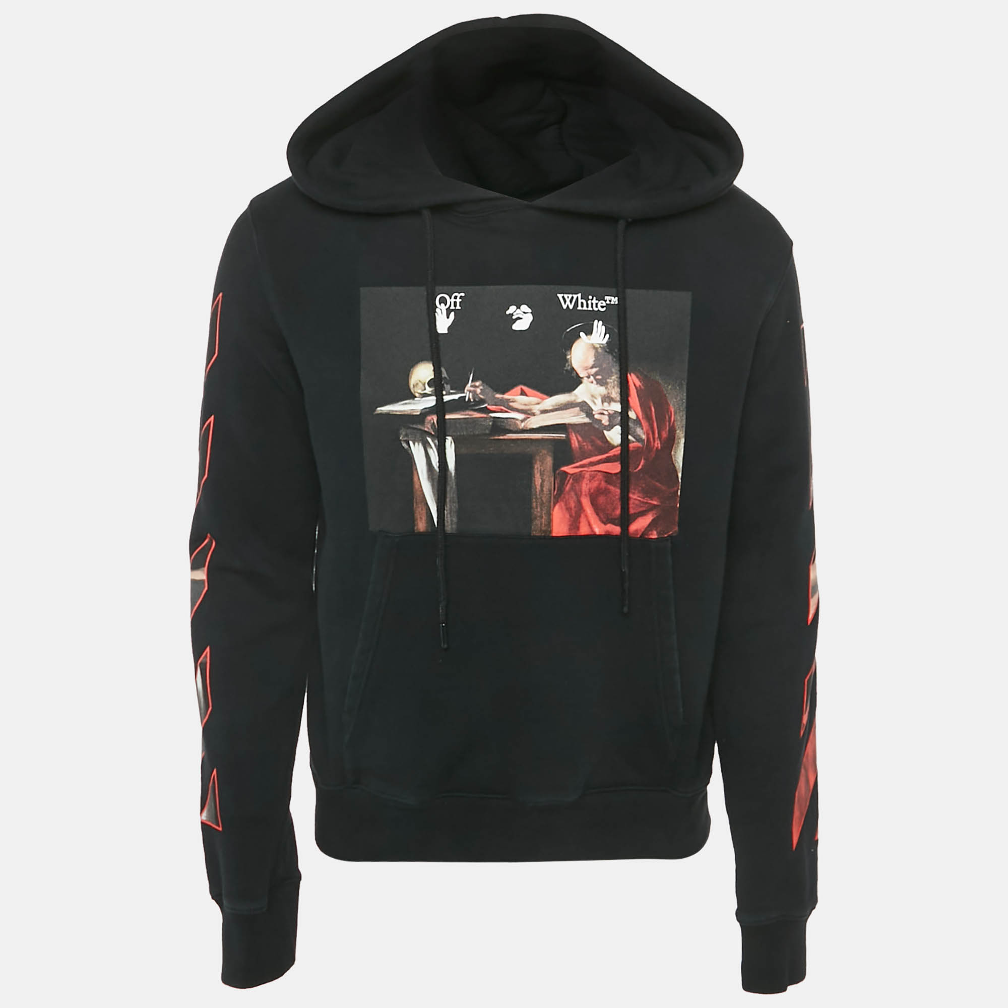 

Off-White Black Caravaggio Print Cotton Hooded Sweatshirt S