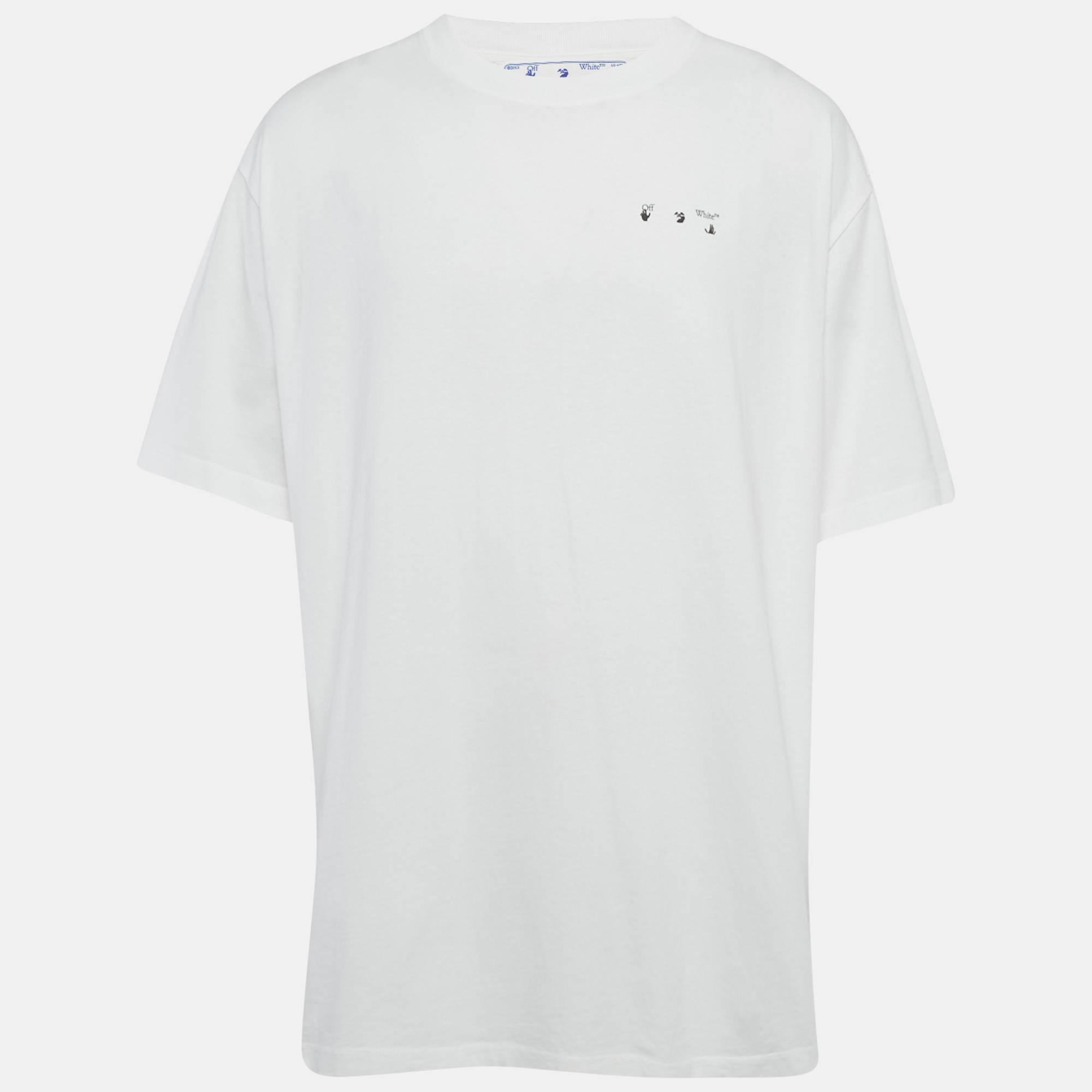 Off-White White Back Print Jersey Oversized T-Shirt L