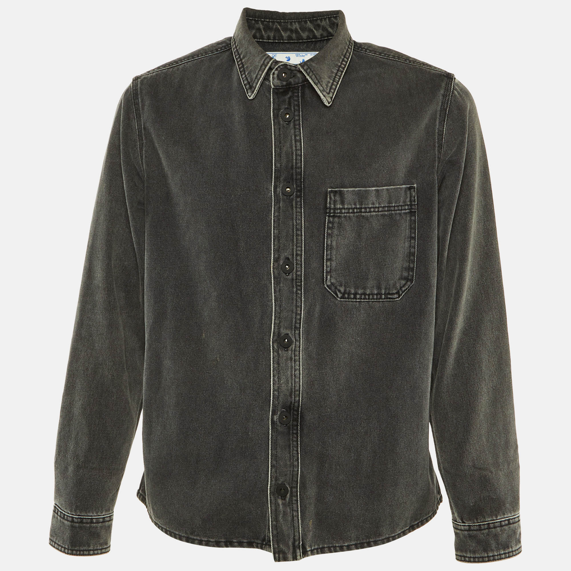 

Off -White Grey Faded Arrow Print Denim Jacket M