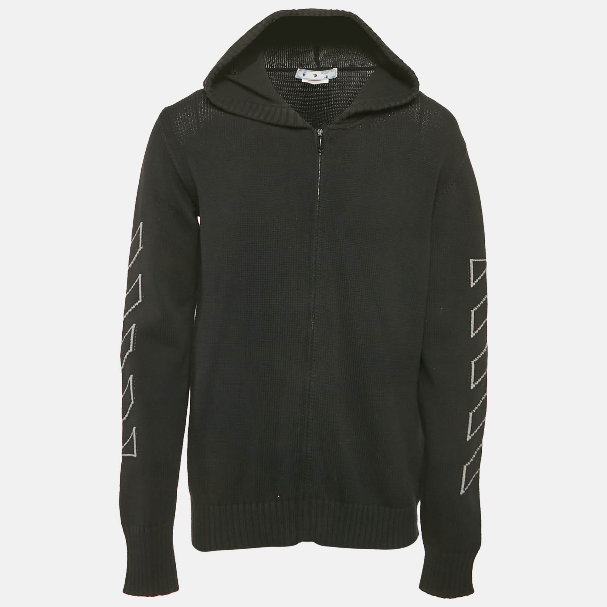 

Off-White Black Arrow Intarsia Knit Zip-Up Hoodie M