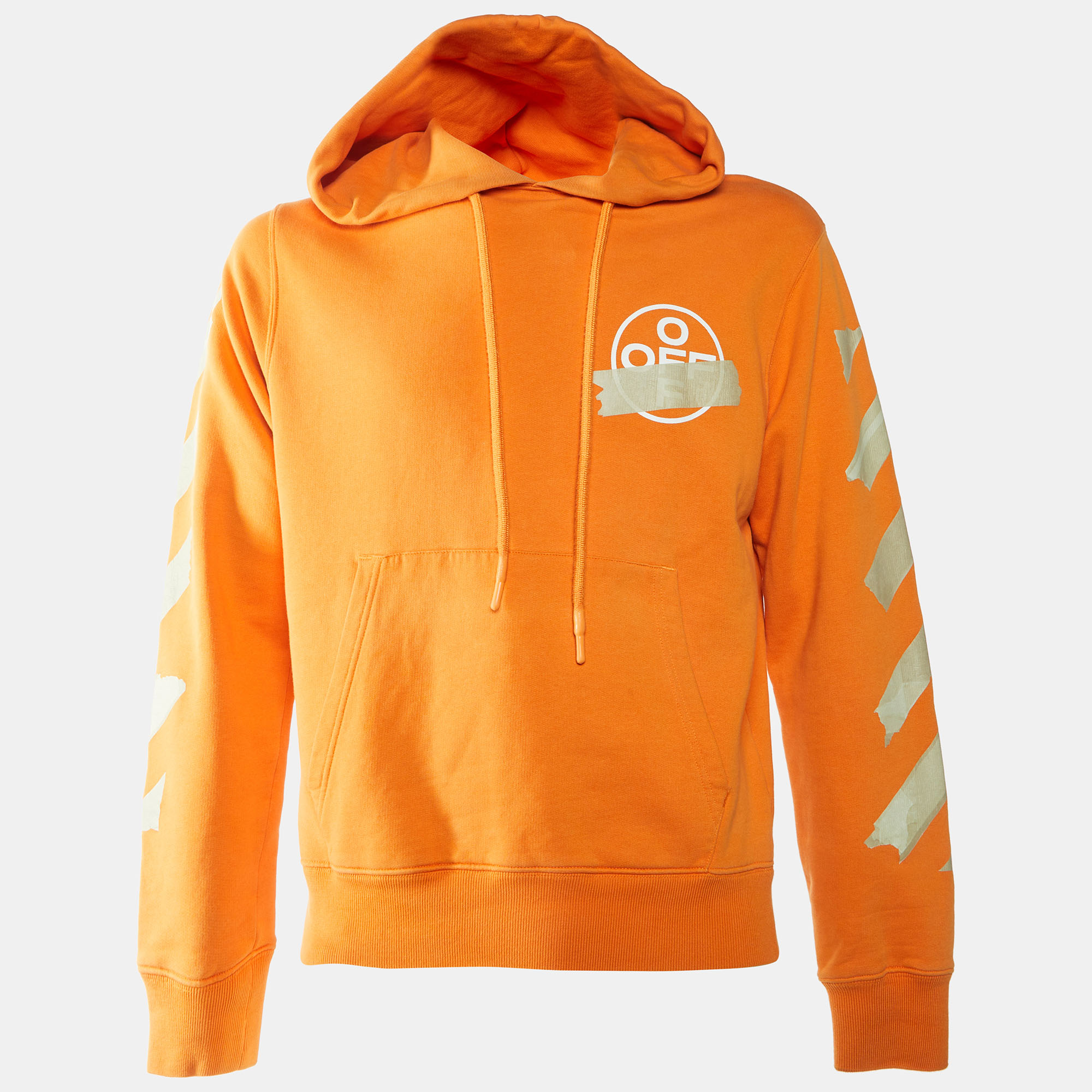 

Off-White Orange Tape Arrows Print Cotton Hoodie M