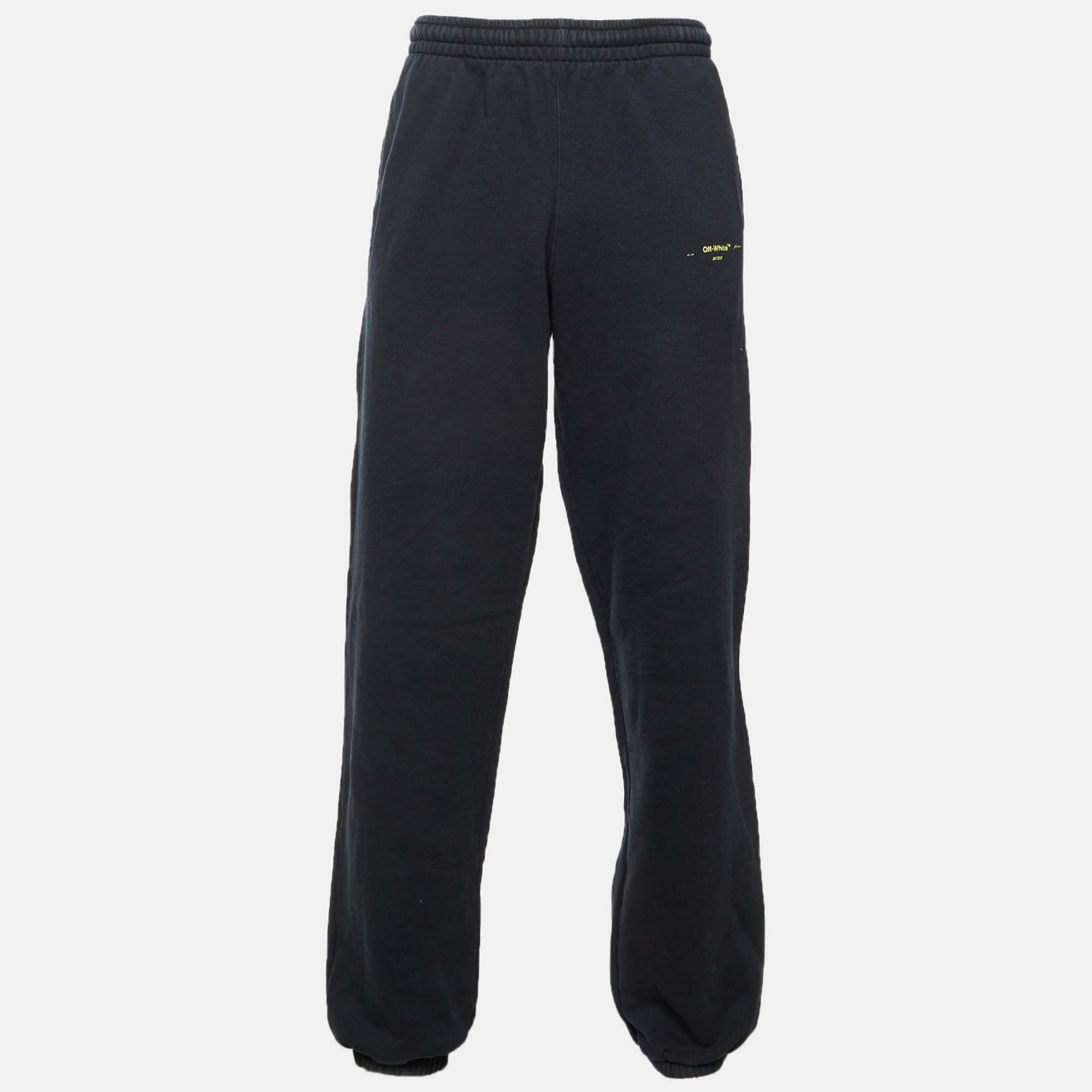 

Off-White Black Acrylic Arrows Logo Print Cotton Knit Slim Joggers XL