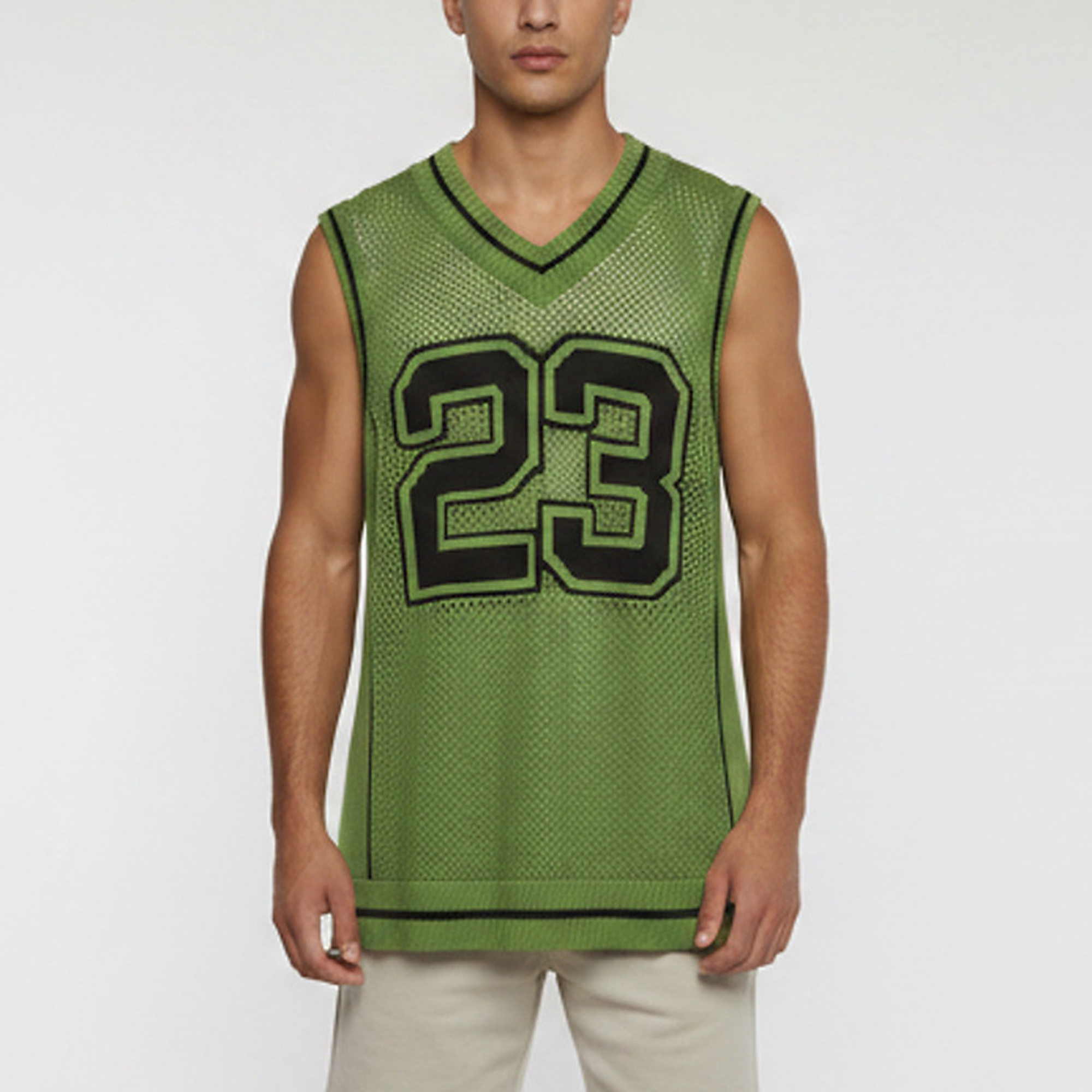 

Off-White Green Varsity Knit Mesh Sleeveless Sweater L