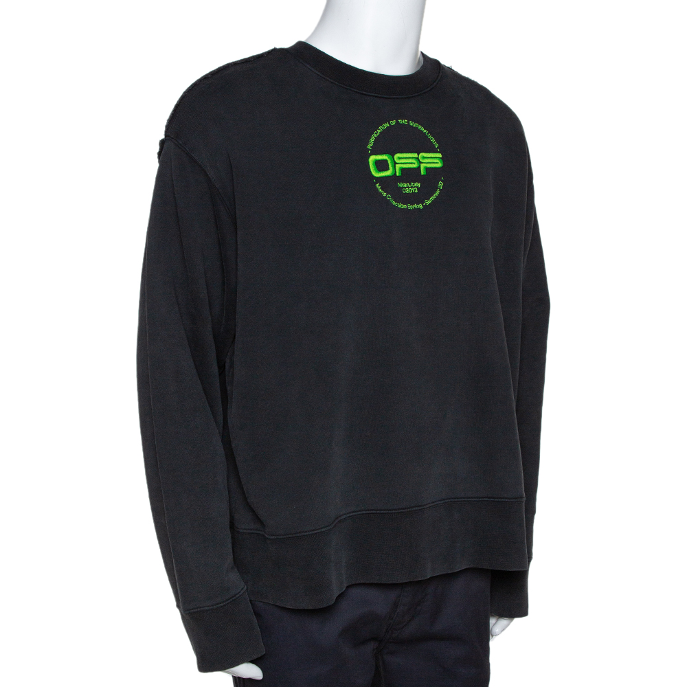 

Off-White Dark Grey Hand Logo Print Cotton Sweatshirt