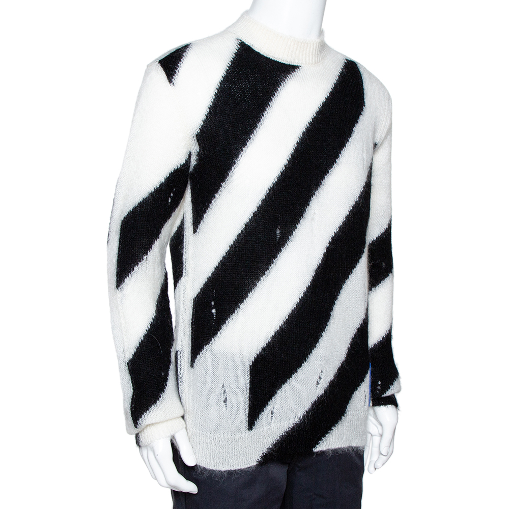 

Off-White Monochrome Diagonal Mohair & Wool Blend Sweater