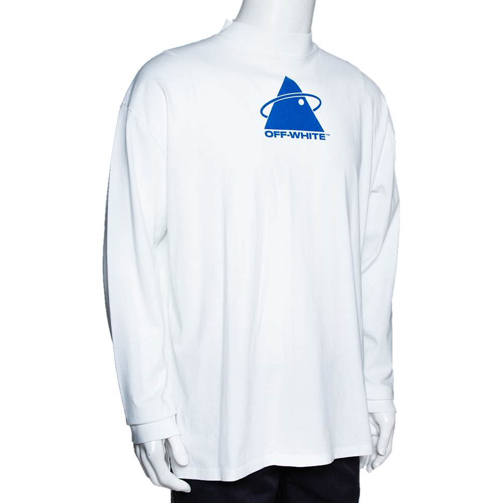 

Off-White White Cotton Triangle Planet Print Oversized T-Shirt