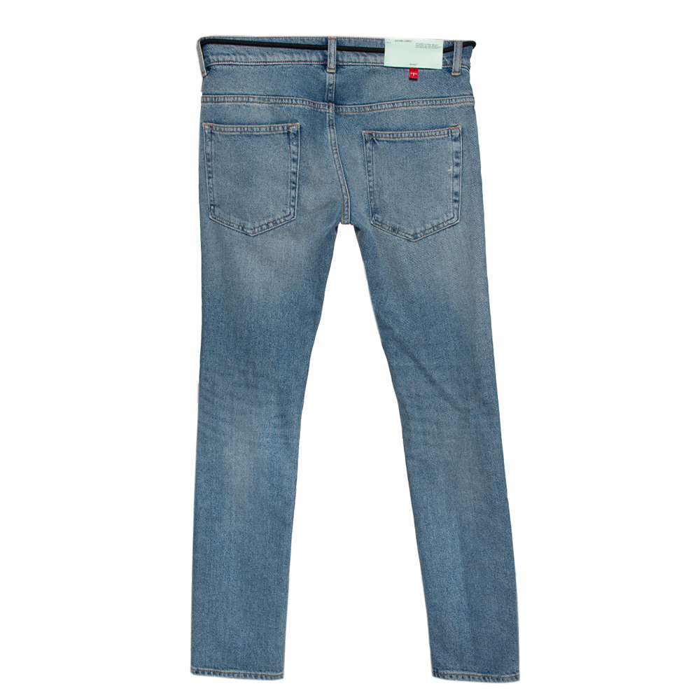 

Off-White Blue Denim Drawstring Waist Detail Skinny Jeans