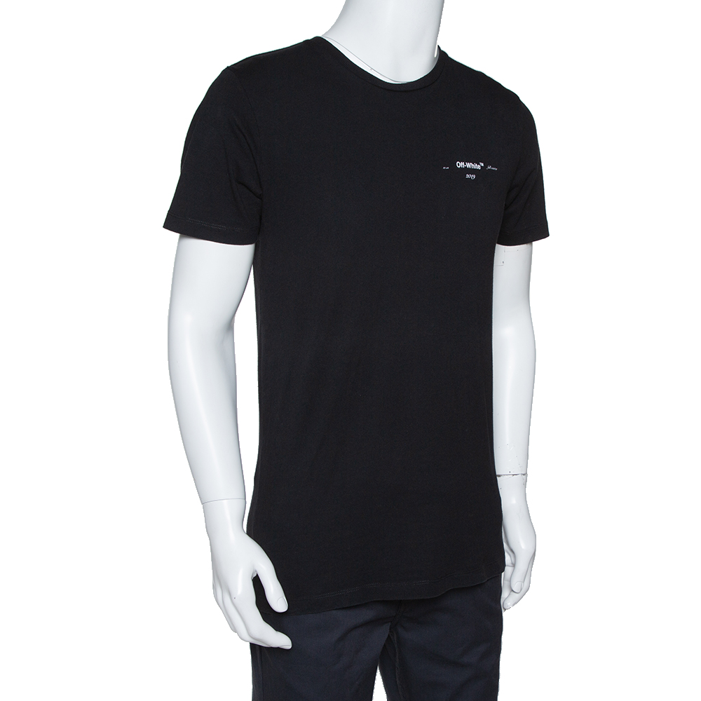

Off-White Black Logo Print Cotton Crew Neck T-Shirt