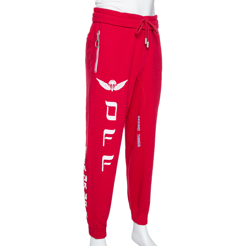 

Off-White Red Parachute Print Cotton Jogging Pants